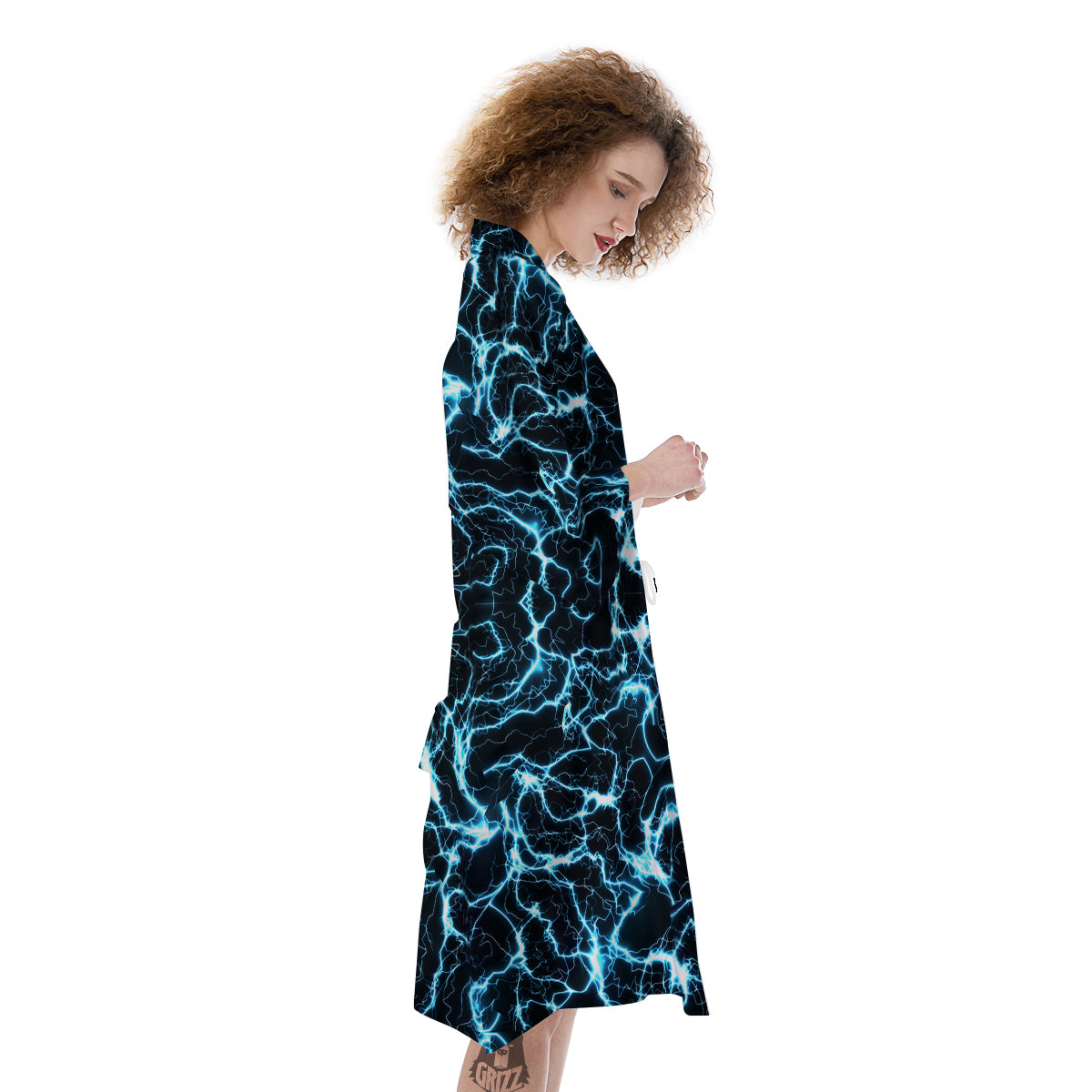 Blue Lightning Explosion Print Pattern Kimono-grizzshop