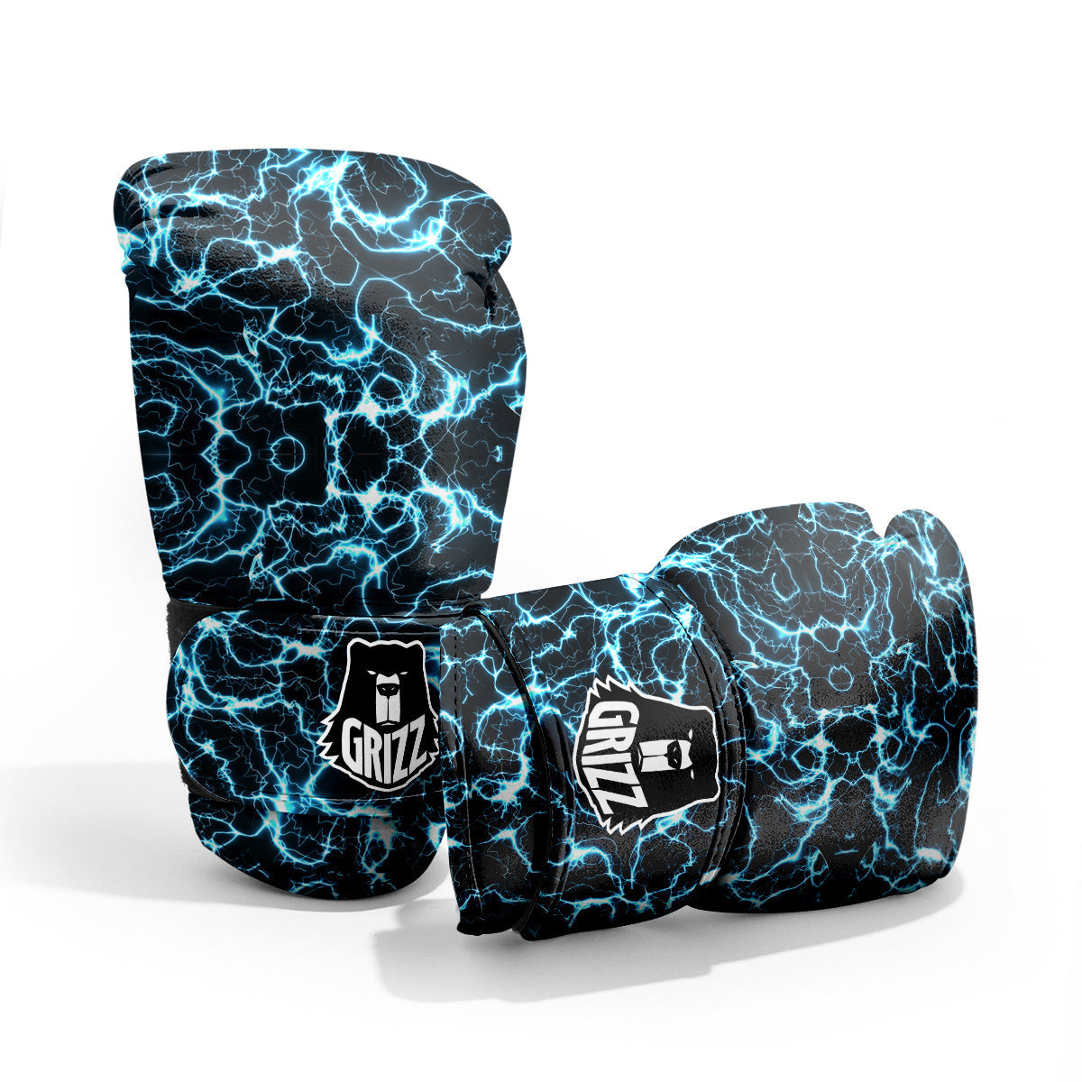 Blue Lightning Explosion Print Pattern Sparring Gloves-grizzshop