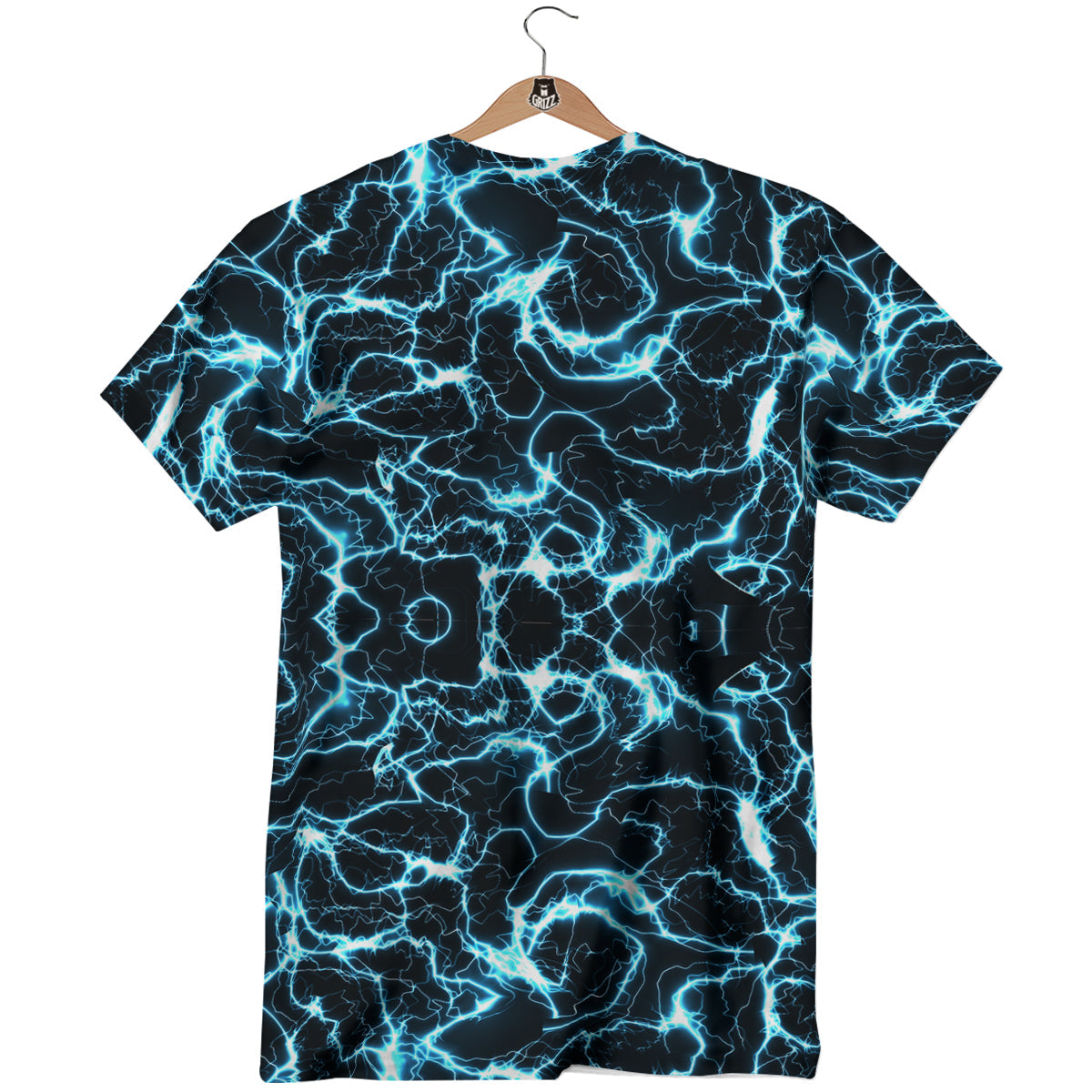 Blue Lightning Explosion Print Pattern T-Shirt-grizzshop