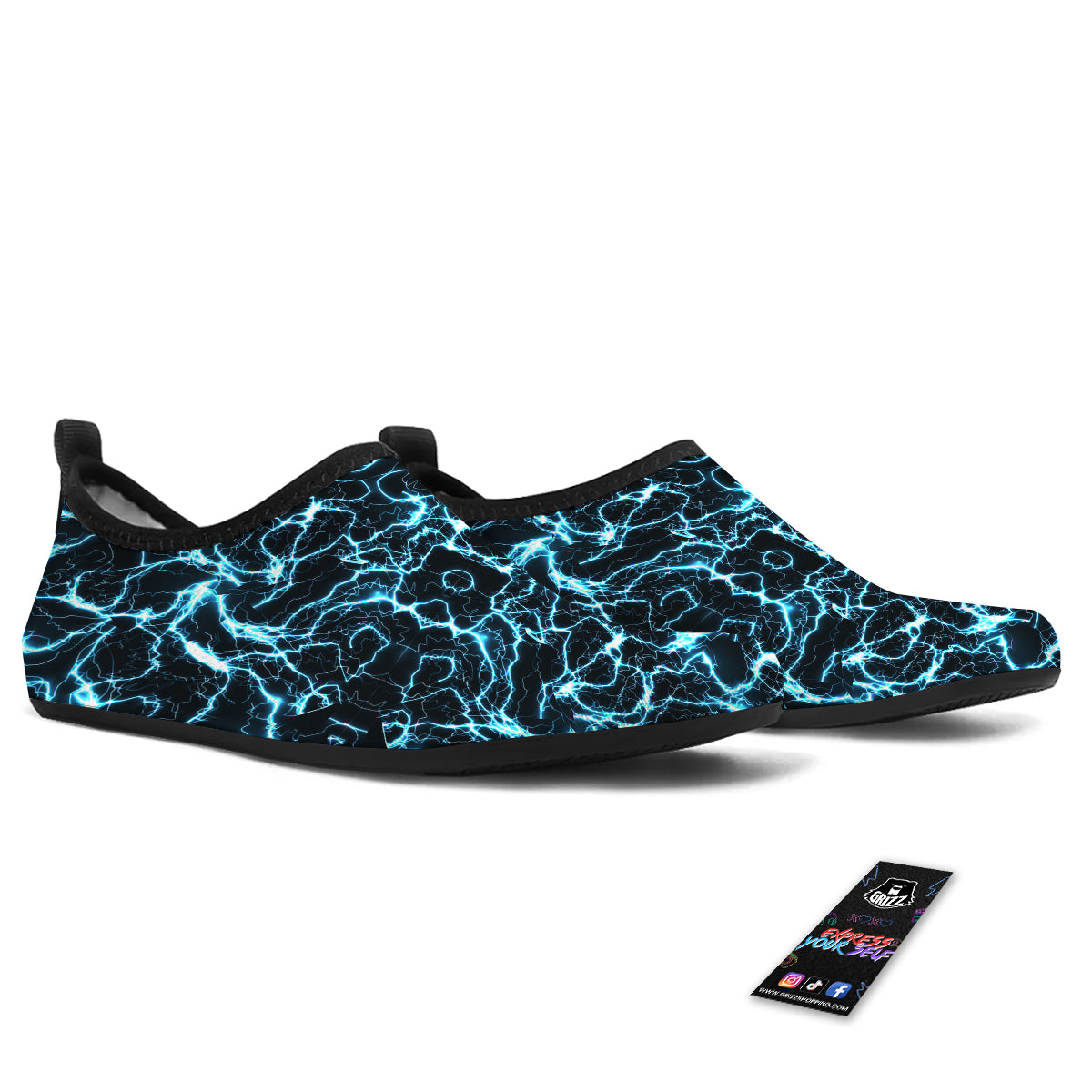 Blue Lightning Explosion Print Pattern Water Shoes-grizzshop