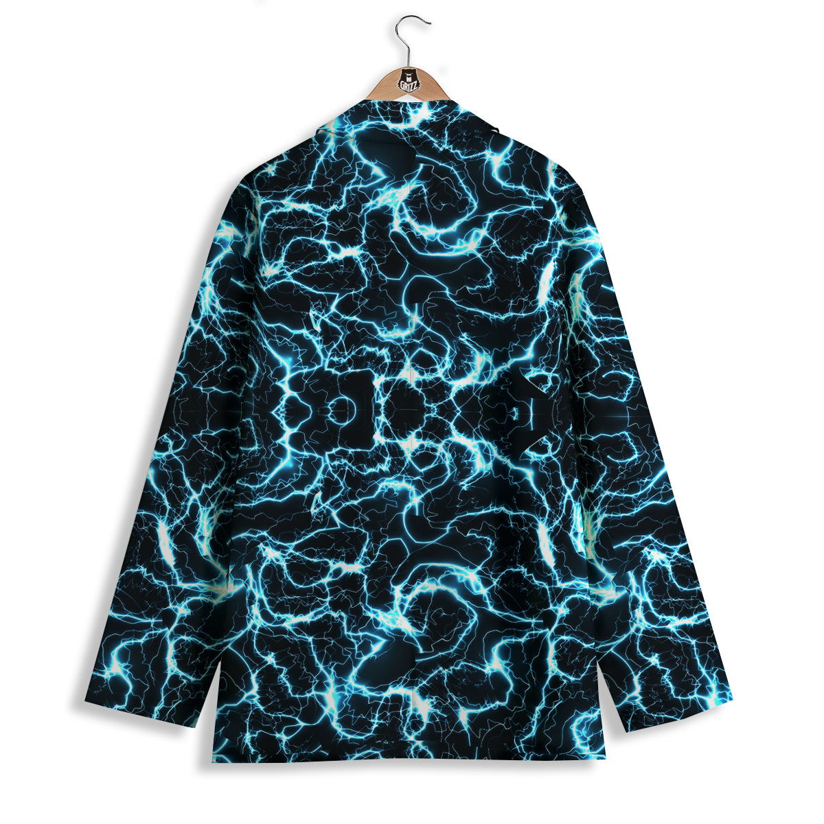 Blue Lightning Explosion Print Pattern Women's Blazer-grizzshop