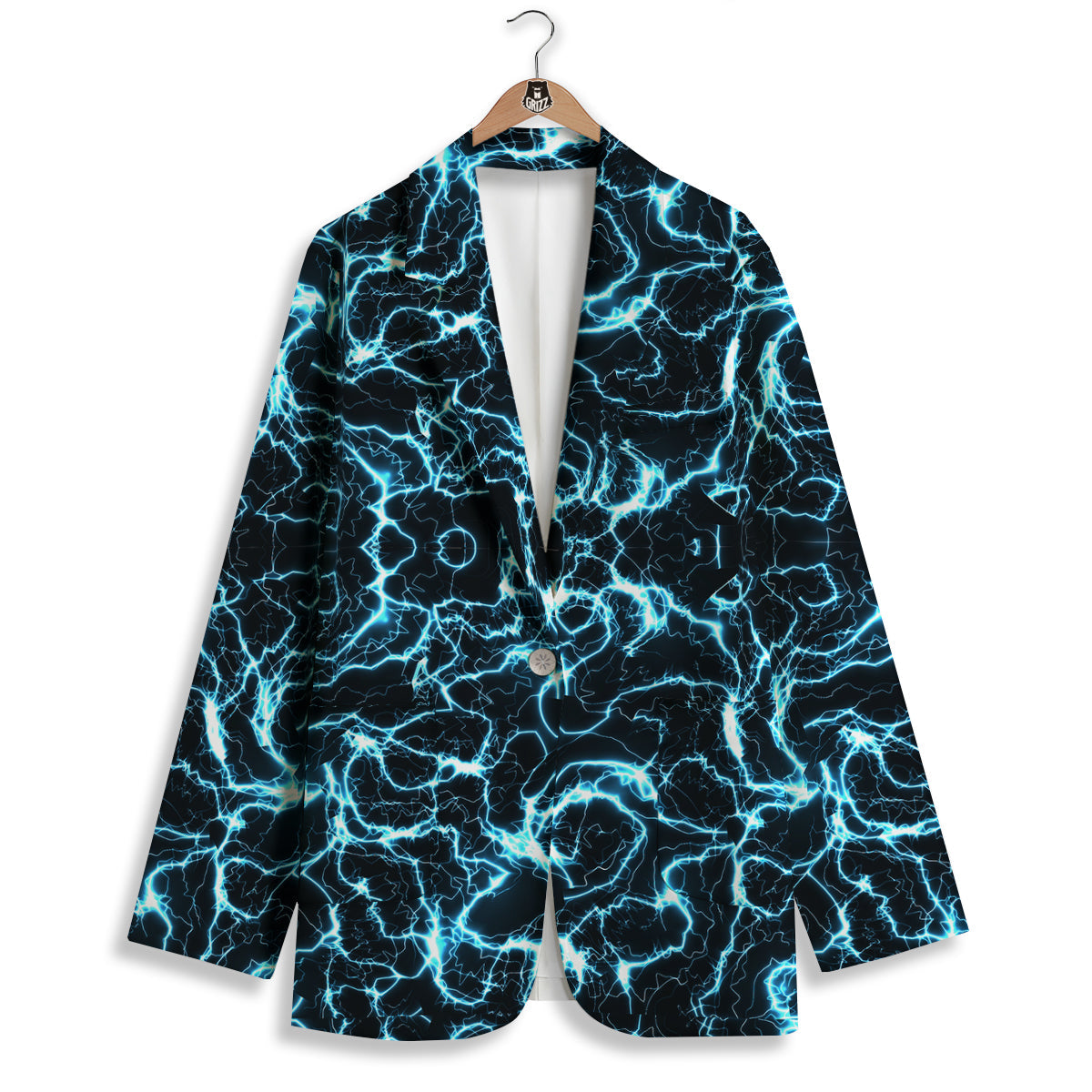 Blue Lightning Explosion Print Pattern Women's Blazer-grizzshop