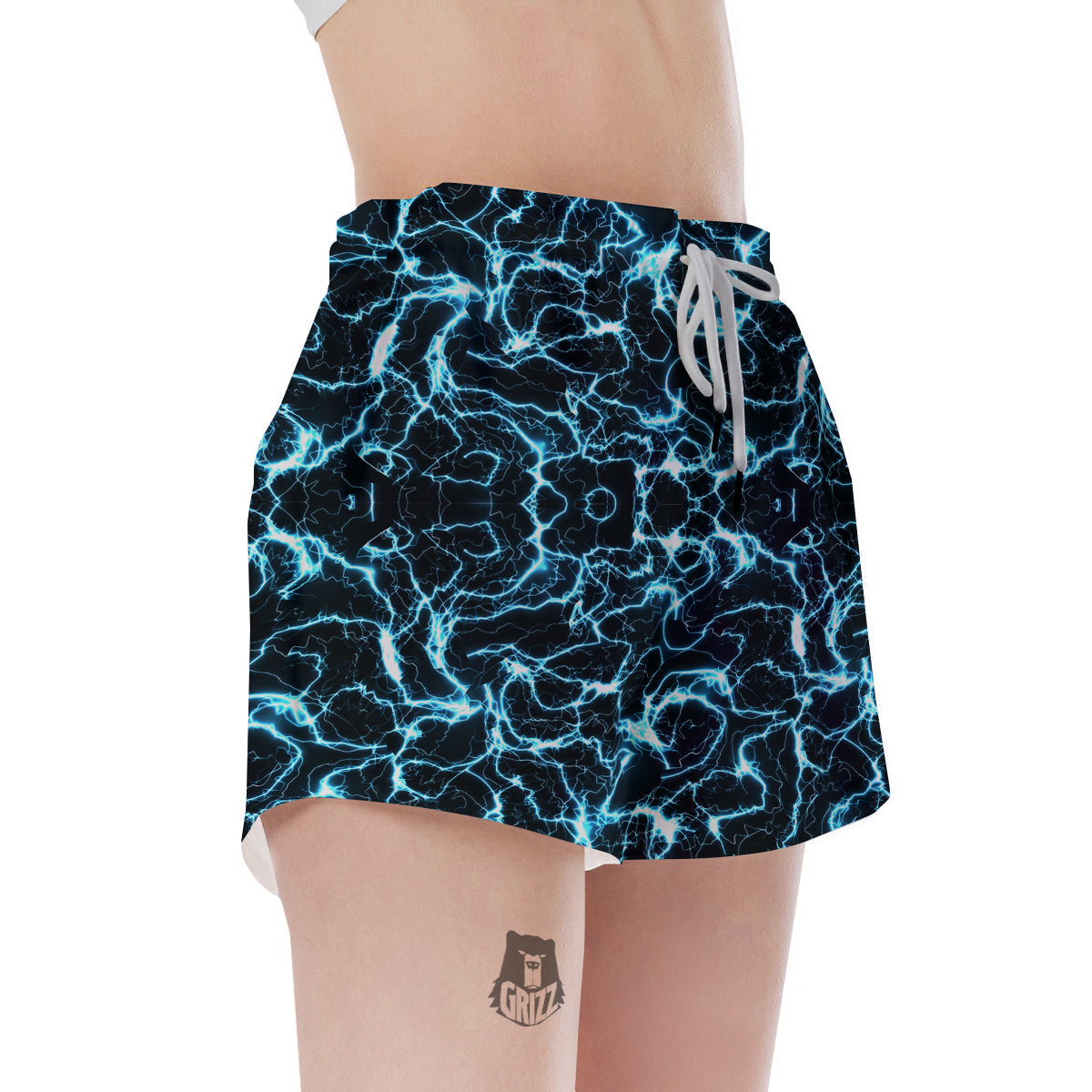 Blue Lightning Explosion Print Pattern Women's Shorts-grizzshop