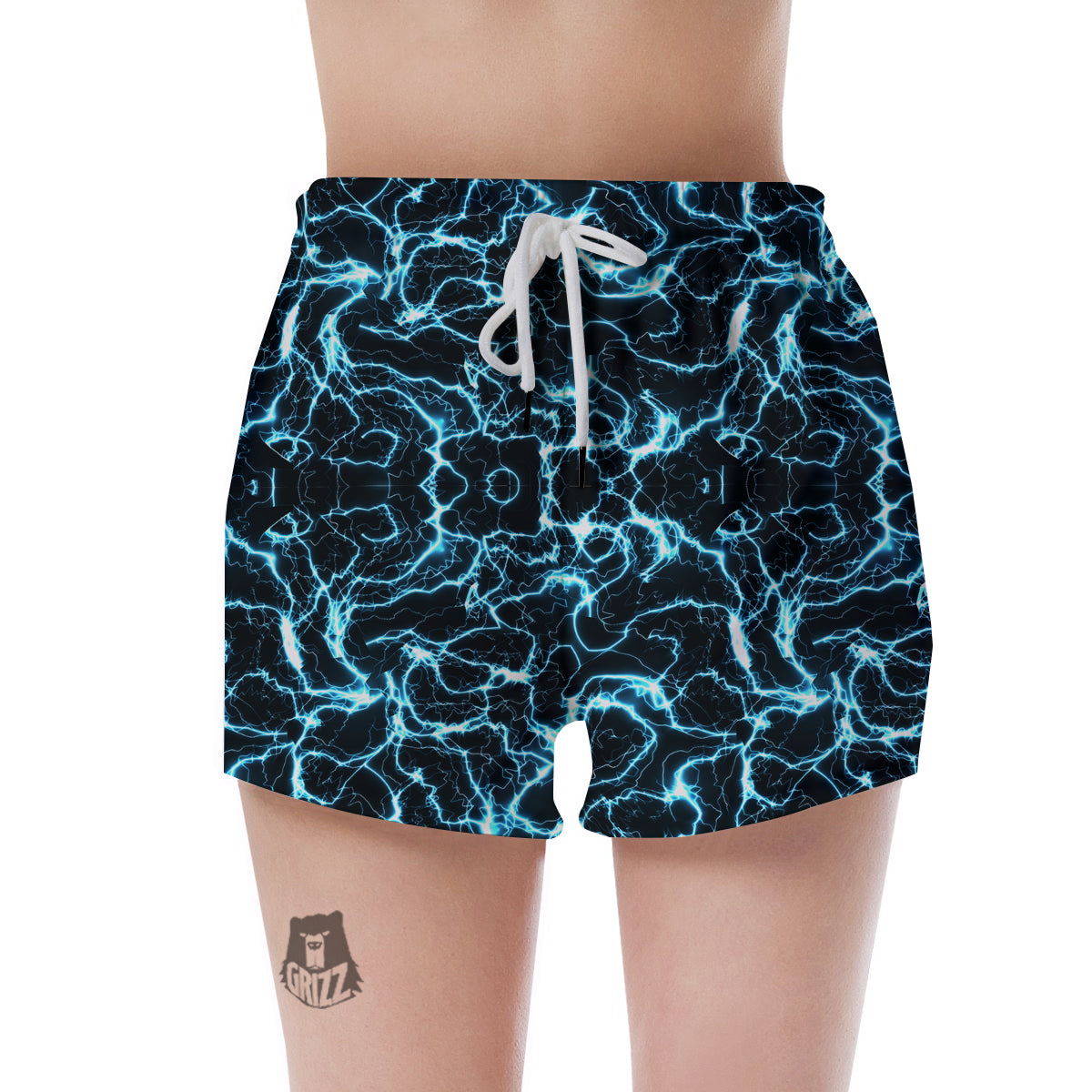 Blue Lightning Explosion Print Pattern Women's Shorts-grizzshop