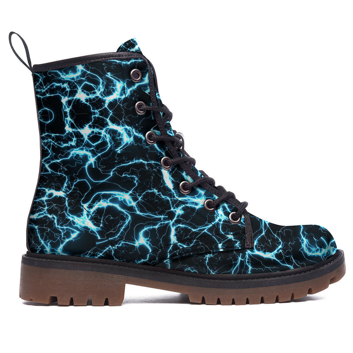 Blue Lightning Explosion Print Pattern Work Boots-grizzshop