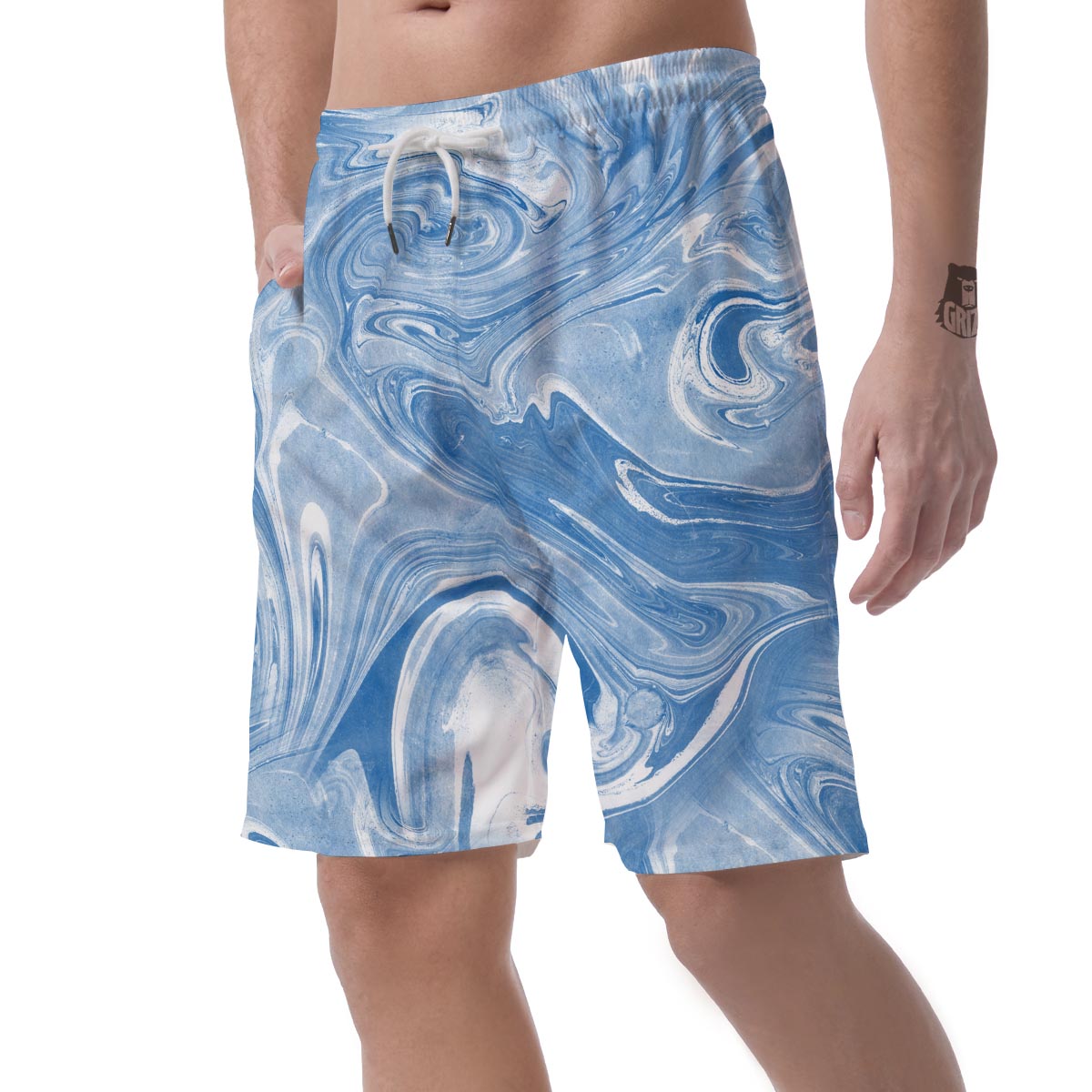 Blue Liquid Marble Men's Shorts-grizzshop
