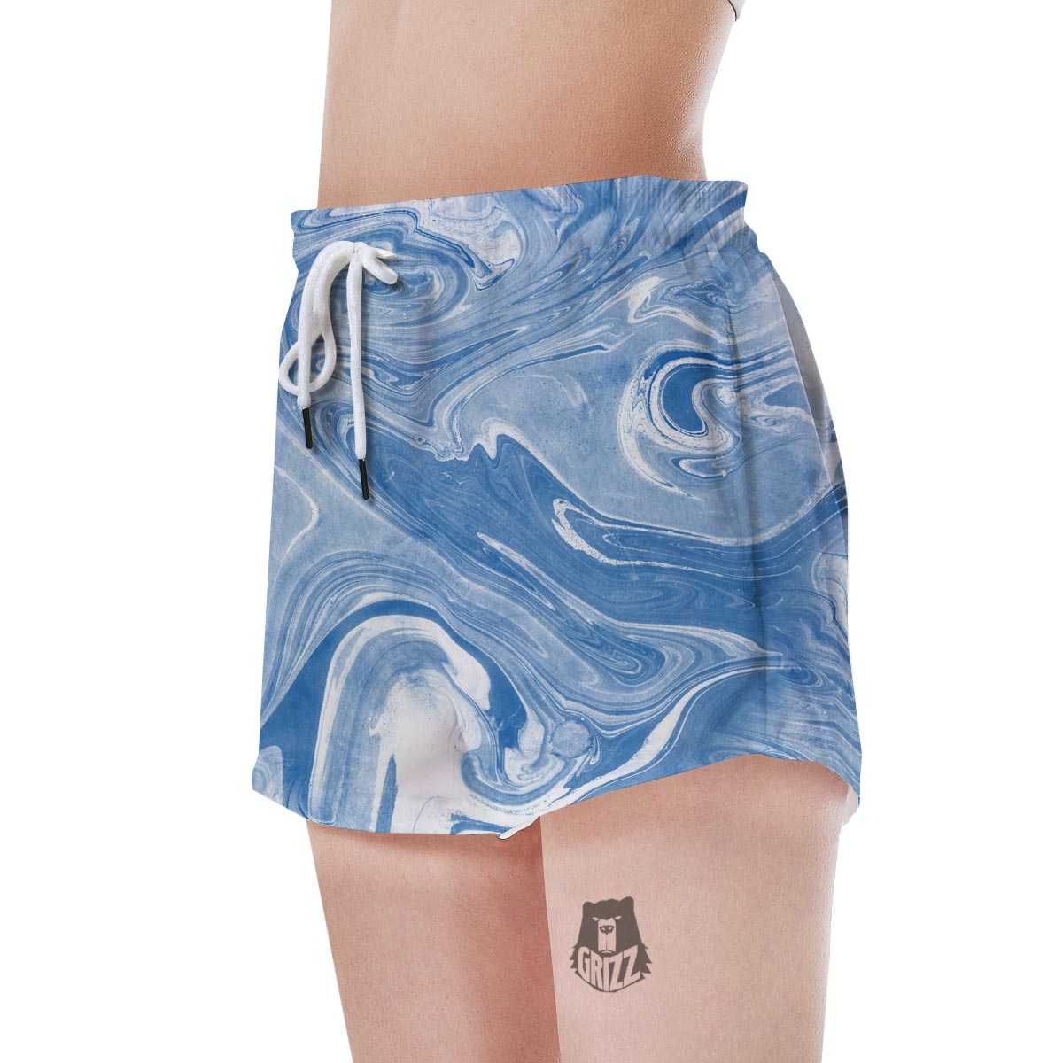 Blue Liquid Marble Women's Shorts-grizzshop