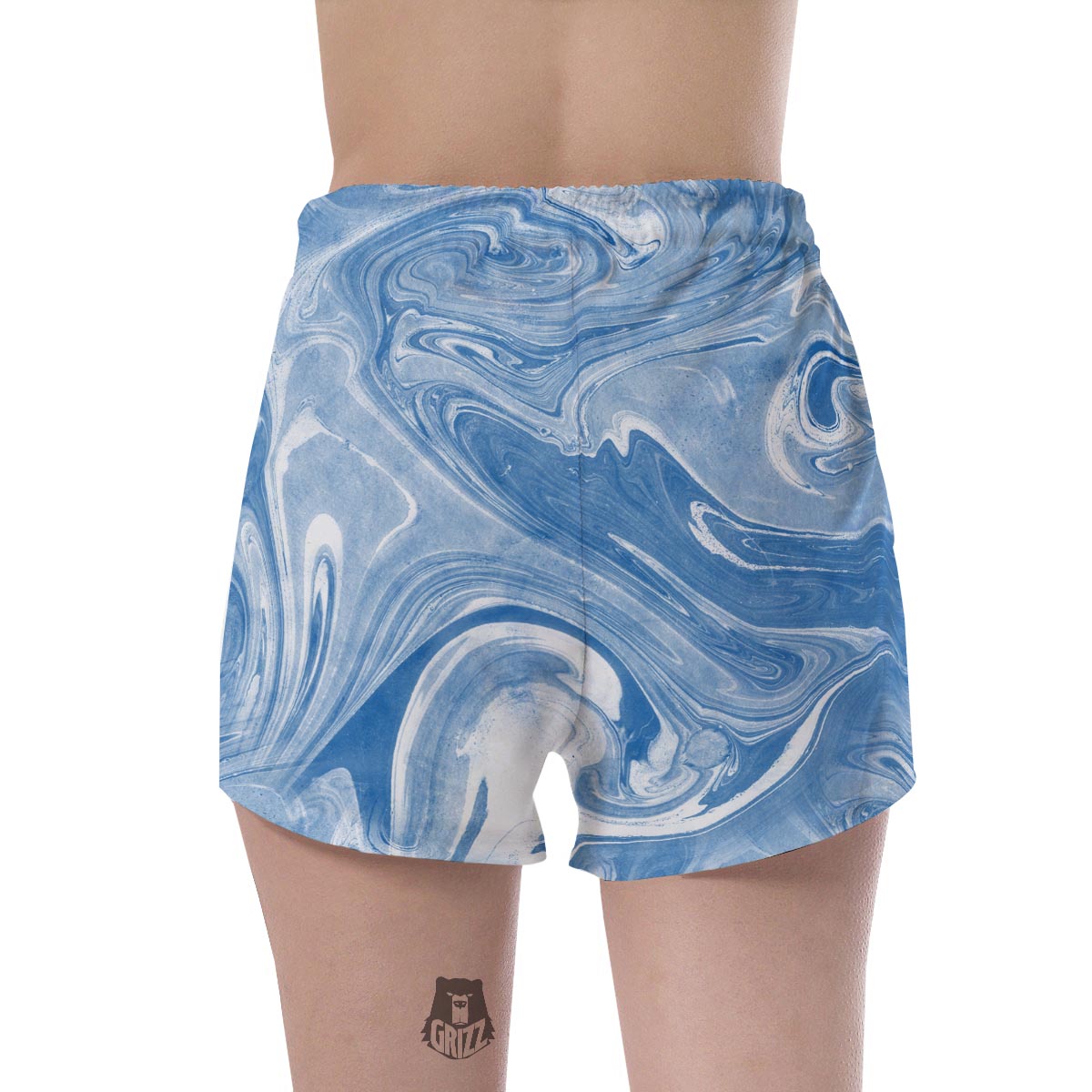 Blue Liquid Marble Women's Shorts-grizzshop