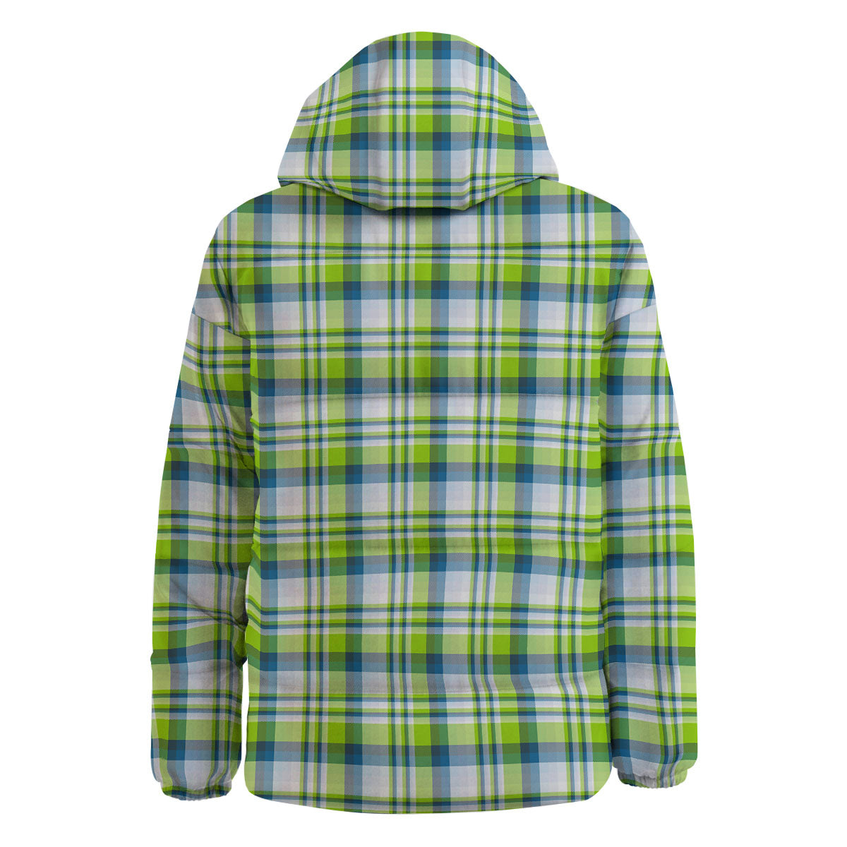 Blue Madras Plaid And Lime Print Pattern Down Jacket-grizzshop