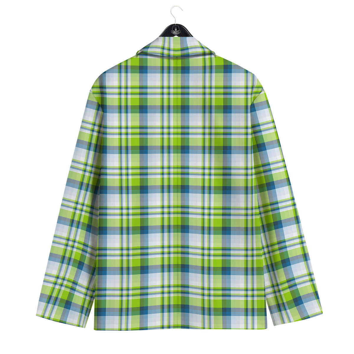 Blue Madras Plaid And Lime Print Pattern Men's Sport Coat-grizzshop