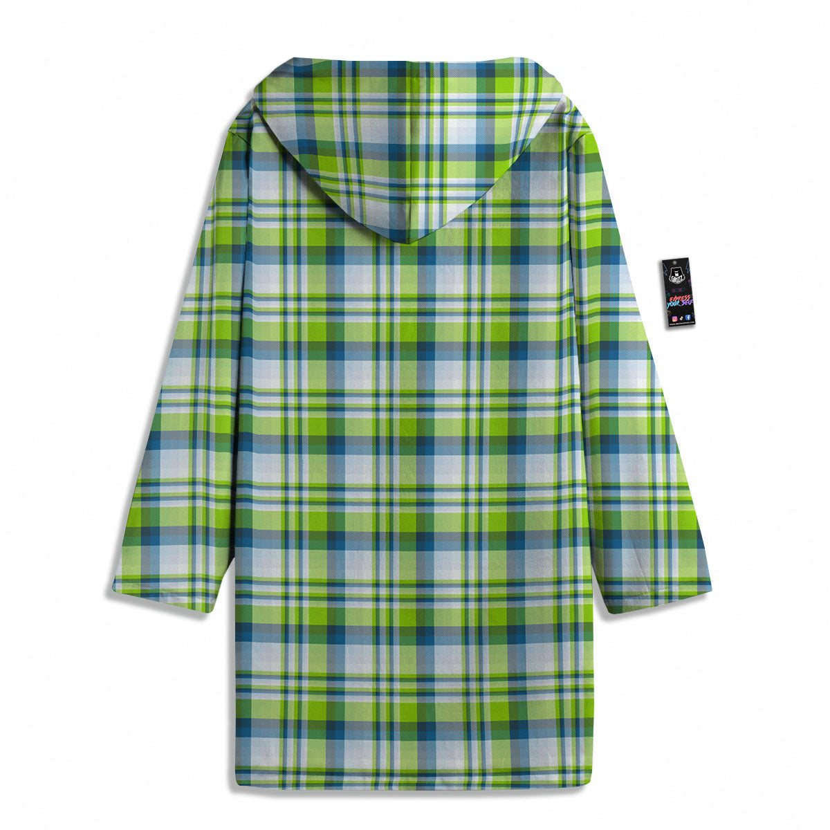 Blue Madras Plaid And Lime Print Pattern Men's Windbreaker Jacket-grizzshop