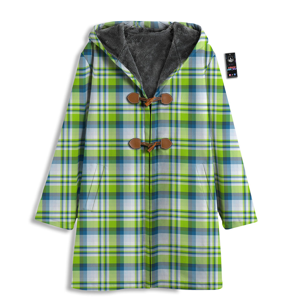 Blue Madras Plaid And Lime Print Pattern Men's Windbreaker Jacket-grizzshop