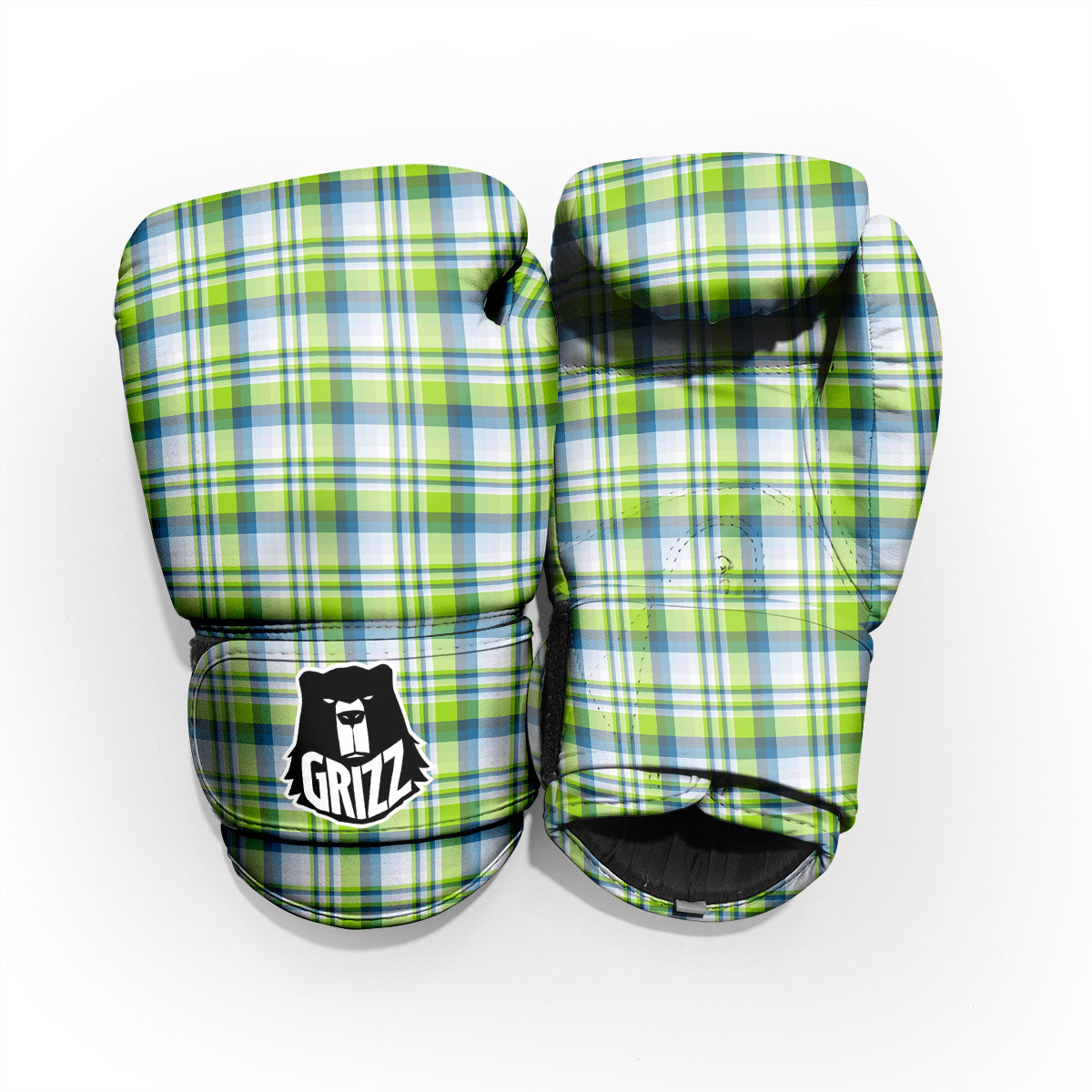 Blue Madras Plaid And Lime Print Pattern Pro Boxing Glove