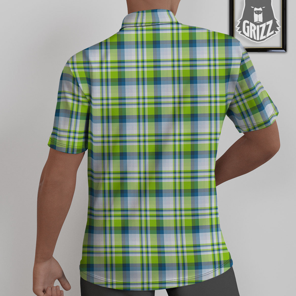 Blue Madras Plaid And Lime Print Pattern Untucked Shirts-grizzshop