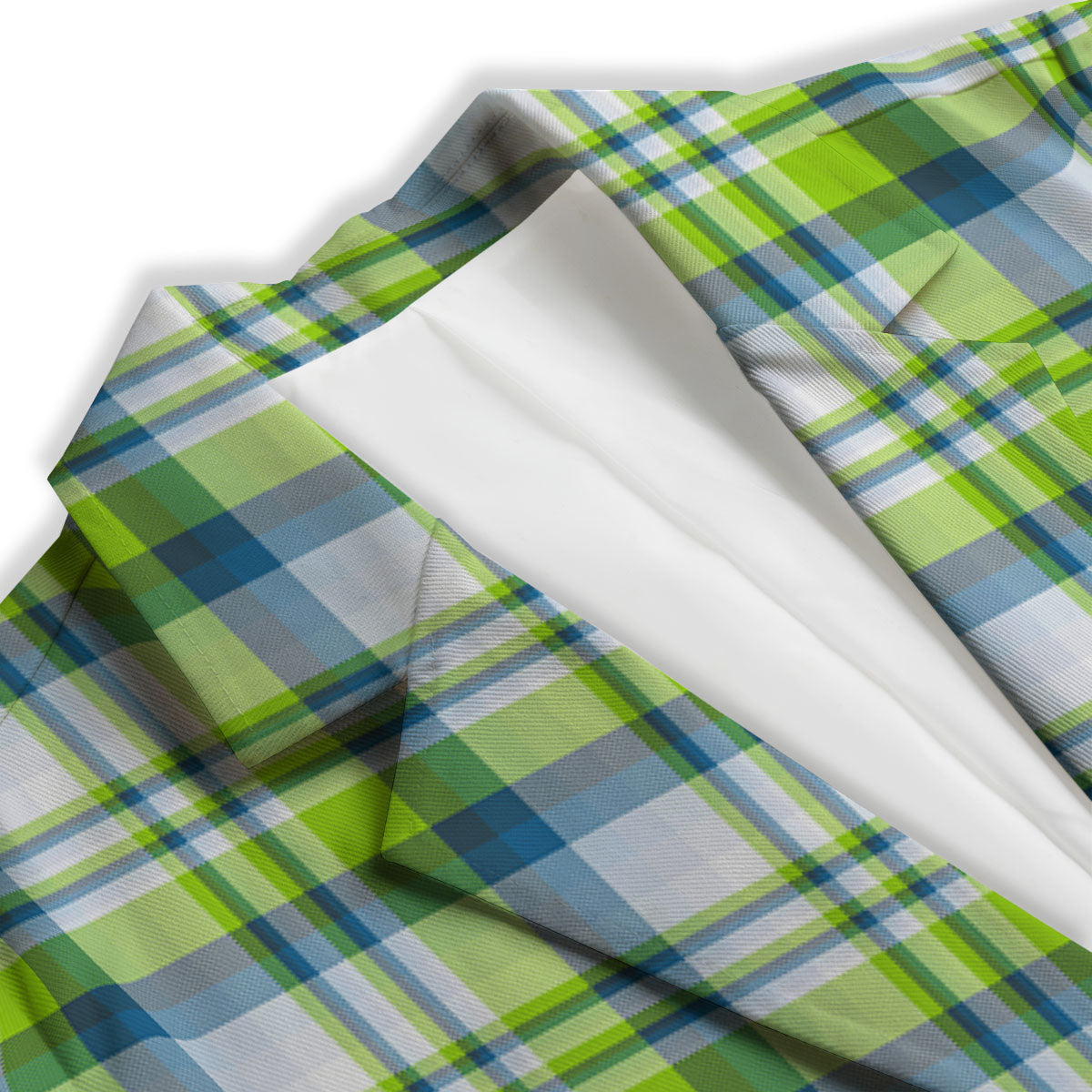 Blue Madras Plaid And Lime Print Pattern Women's Blazer-grizzshop