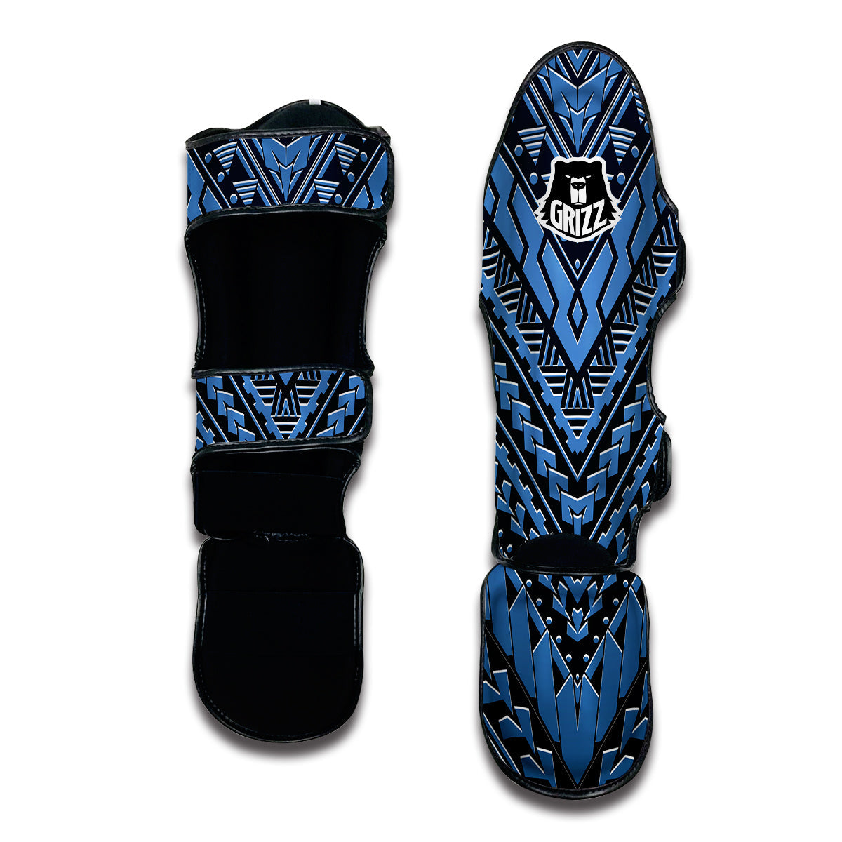 Blue Maori Muay Thai Shin Guards-grizzshop