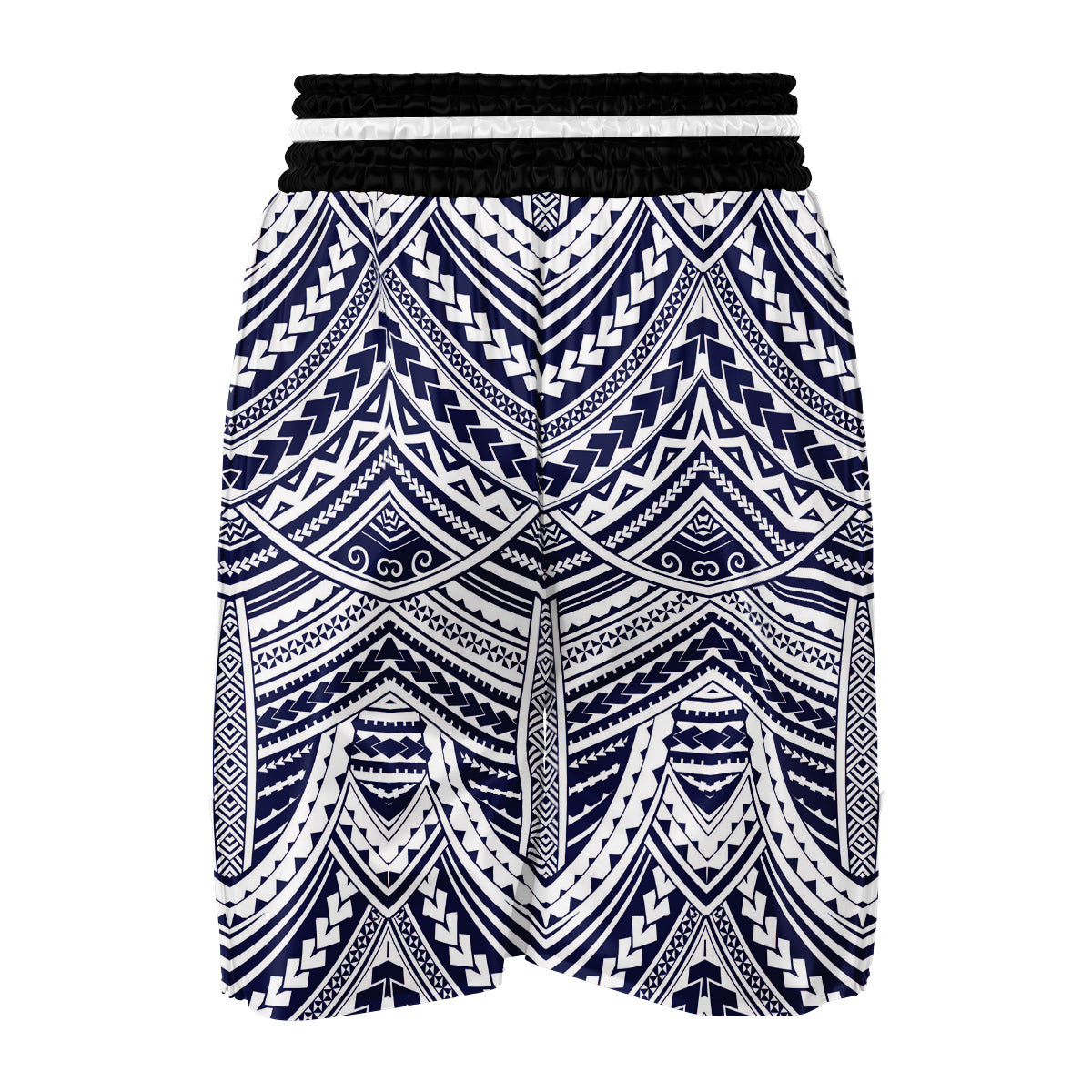 Blue Maori Pattern Print Boxing Shorts-grizzshop