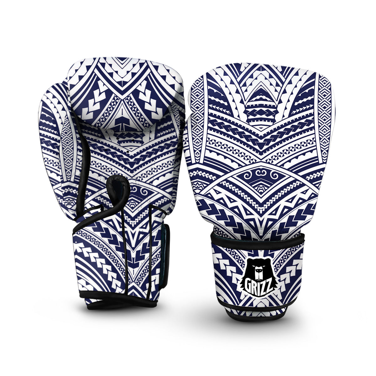 Blue Maori Print Boxing Gloves-grizzshop