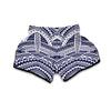 Blue Maori Print Muay Thai Boxing Shorts-grizzshop