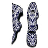 Blue Maori Print Muay Thai Shin Guards-grizzshop