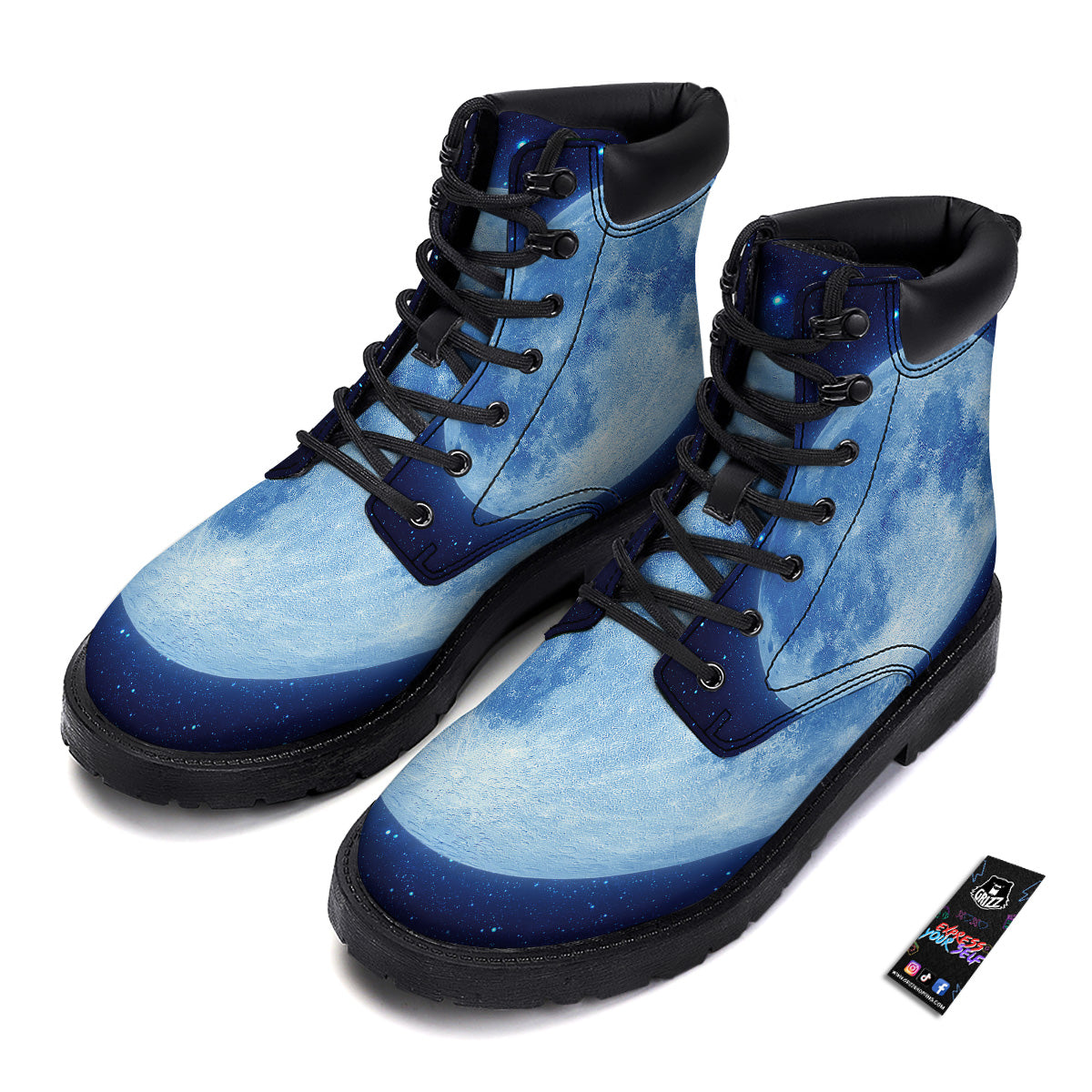 Blue Moon Print Boots-grizzshop