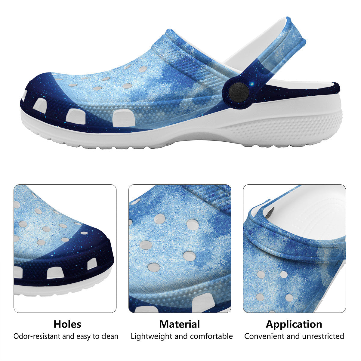 Blue Moon Print Clog-grizzshop