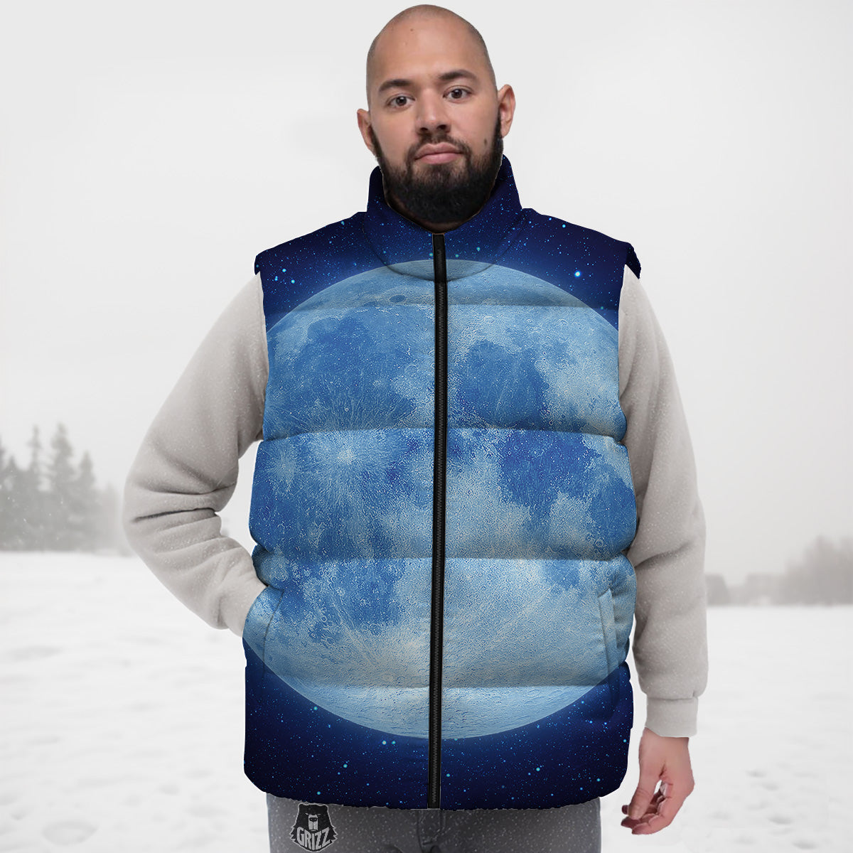 Blue Moon Print Down Vest