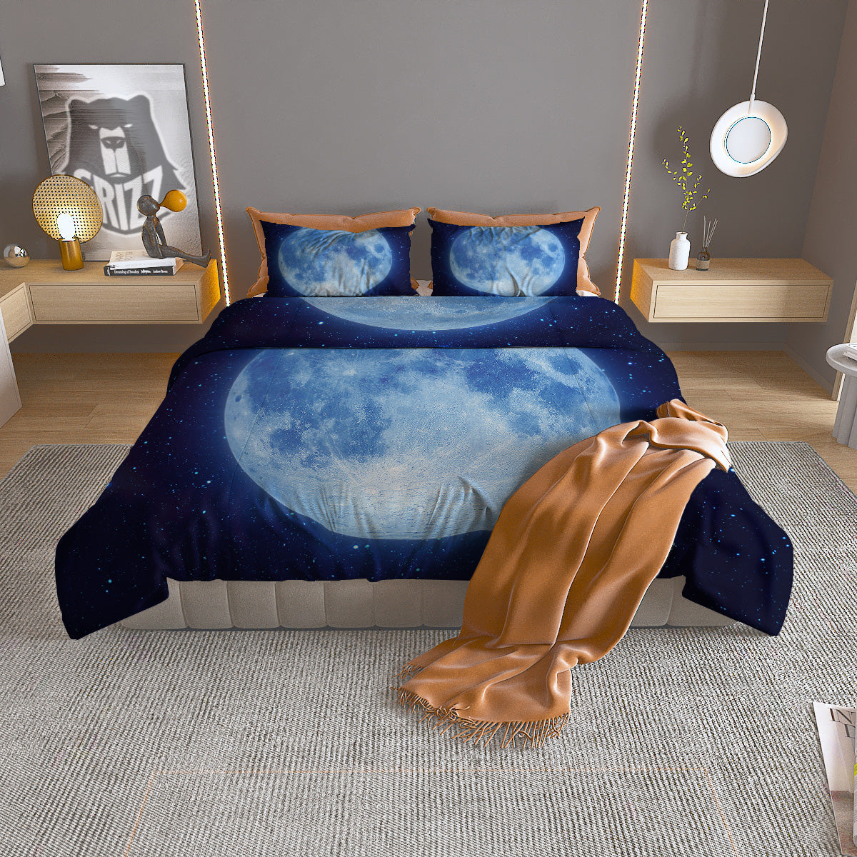 Blue Green And White Tartan Print Duvet Cover Bedding Set