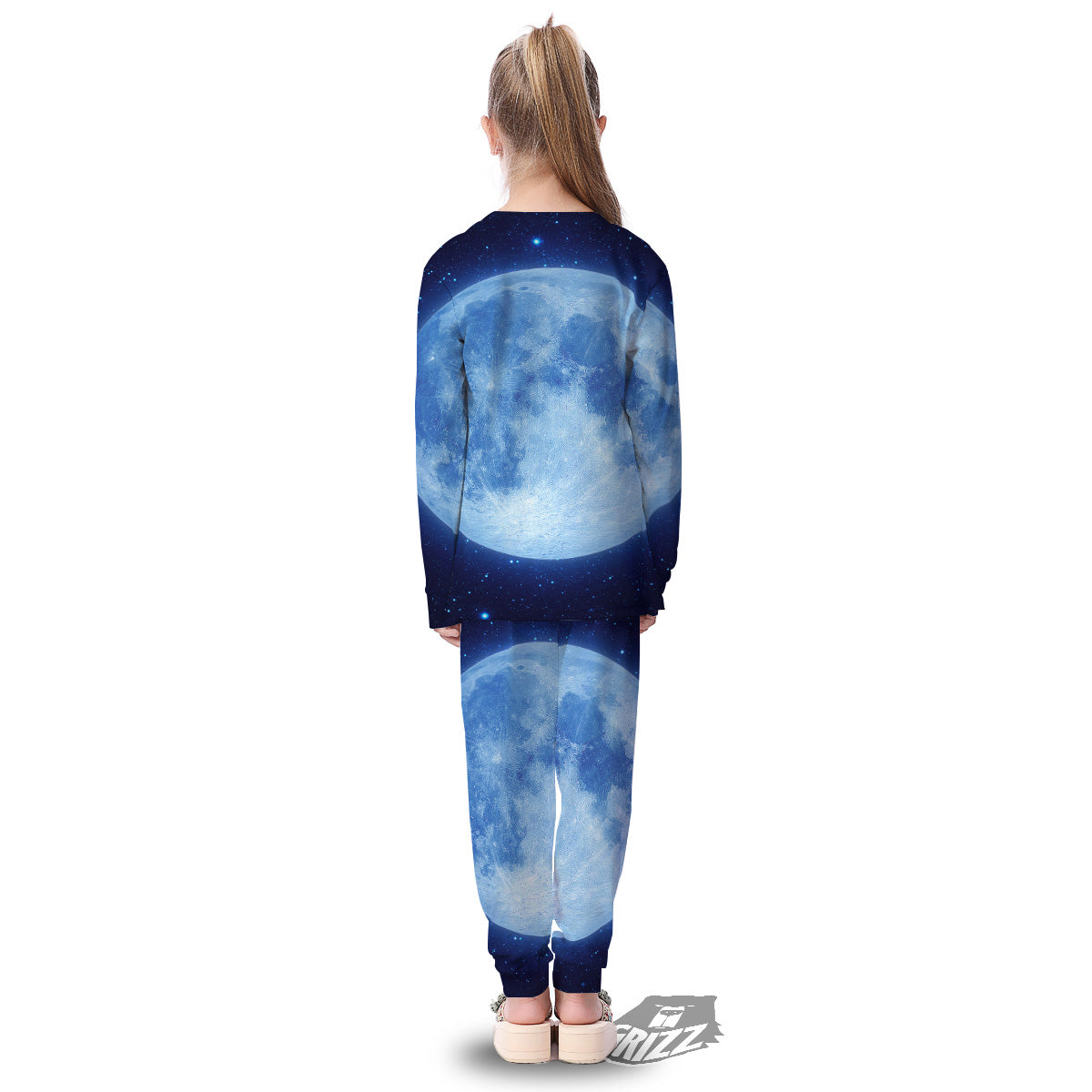 Blue Moon Print Kid's Pajamas-grizzshop