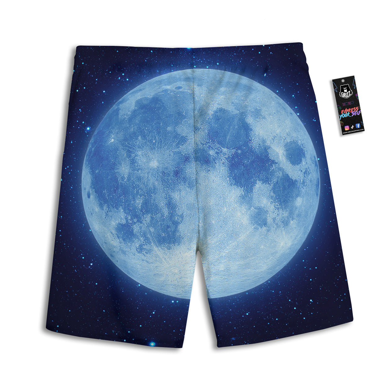 Blue Moon Print Men's Athletic Shorts