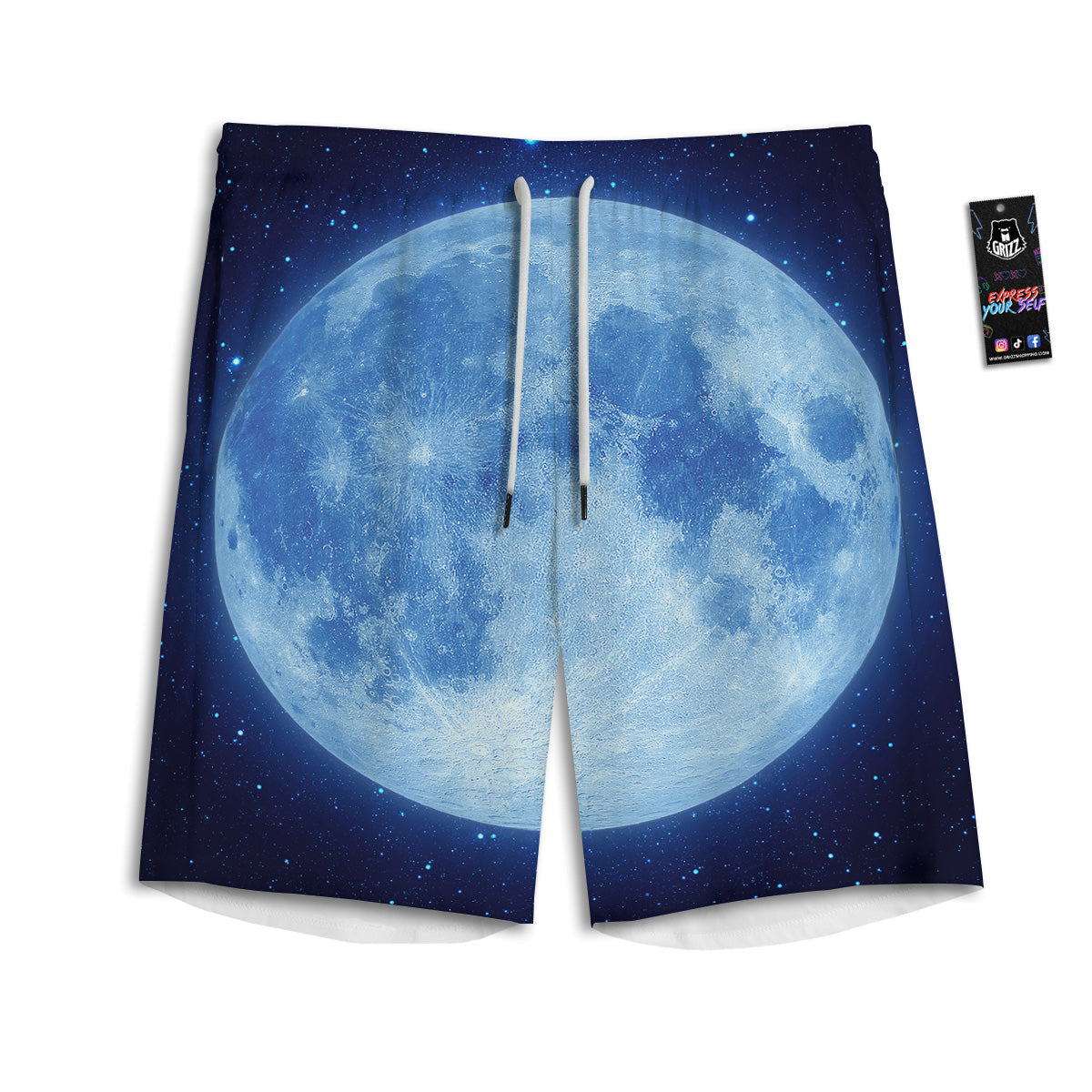 Blue Moon Print Men's Athletic Shorts