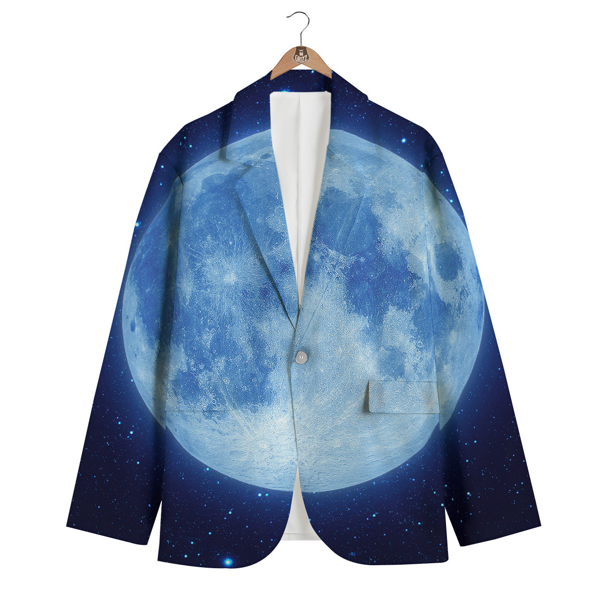 Blue Moon Print Men's Blazer-grizzshop