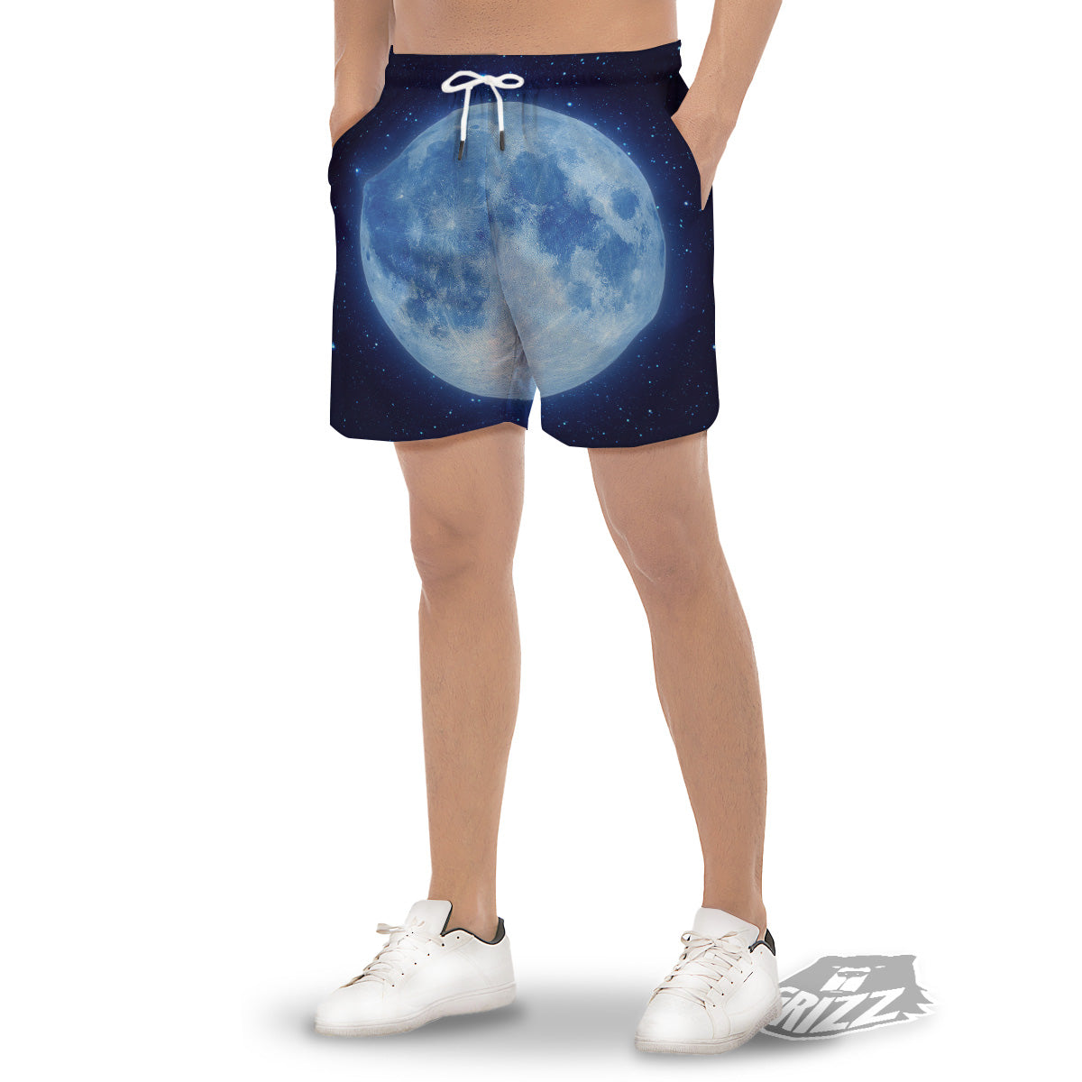 Blue Moon Print Men's Gym Shorts-grizzshop