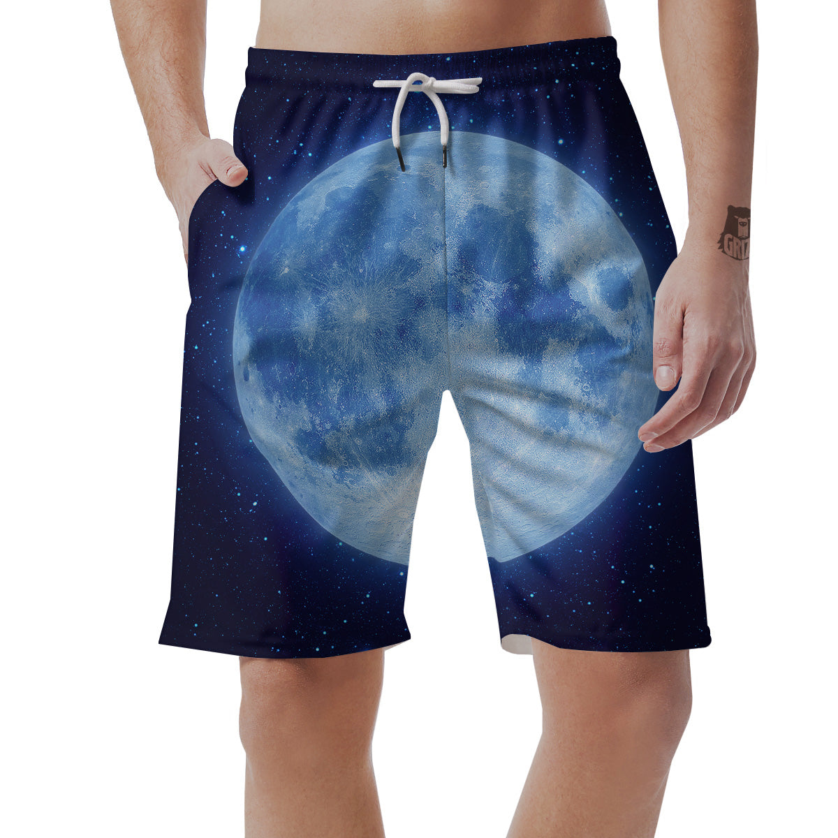 Blue Moon Print Men's Shorts-grizzshop