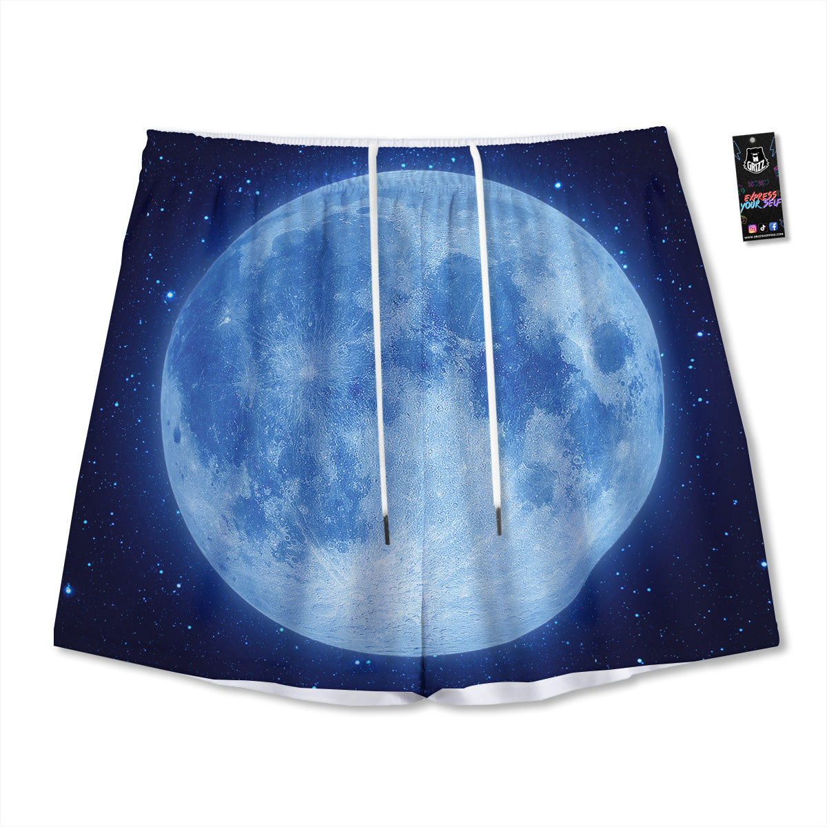 Blue Green And White Tartan Print Mesh Shorts