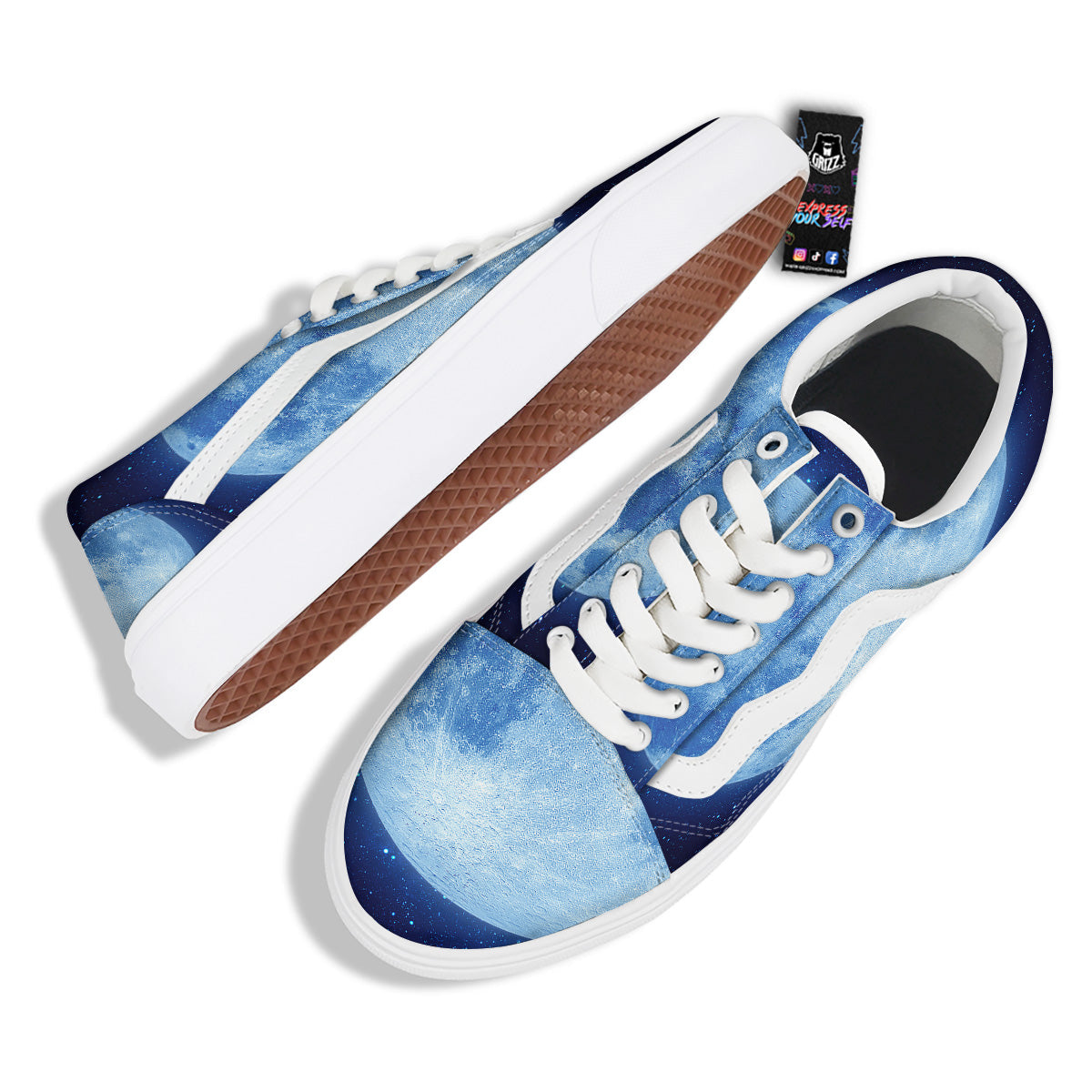 Blue Moon Print Skate Shoes-grizzshop