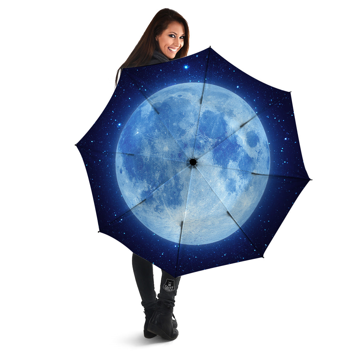 Blue Moon Print Umbrella-grizzshop