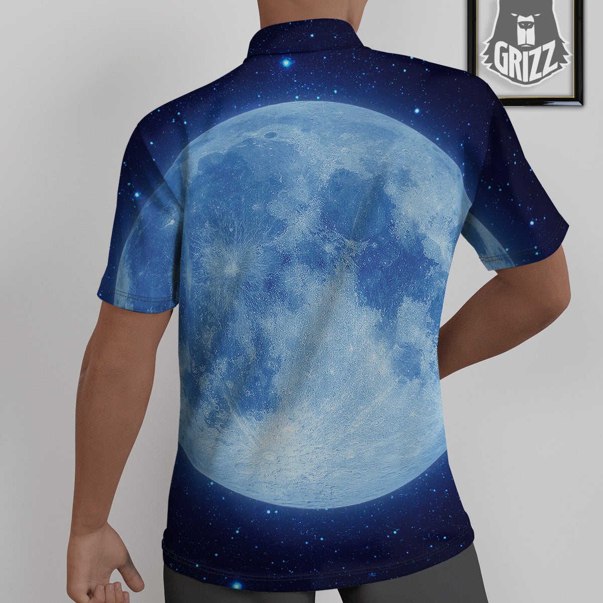Blue Moon Print Untucked Shirts-grizzshop