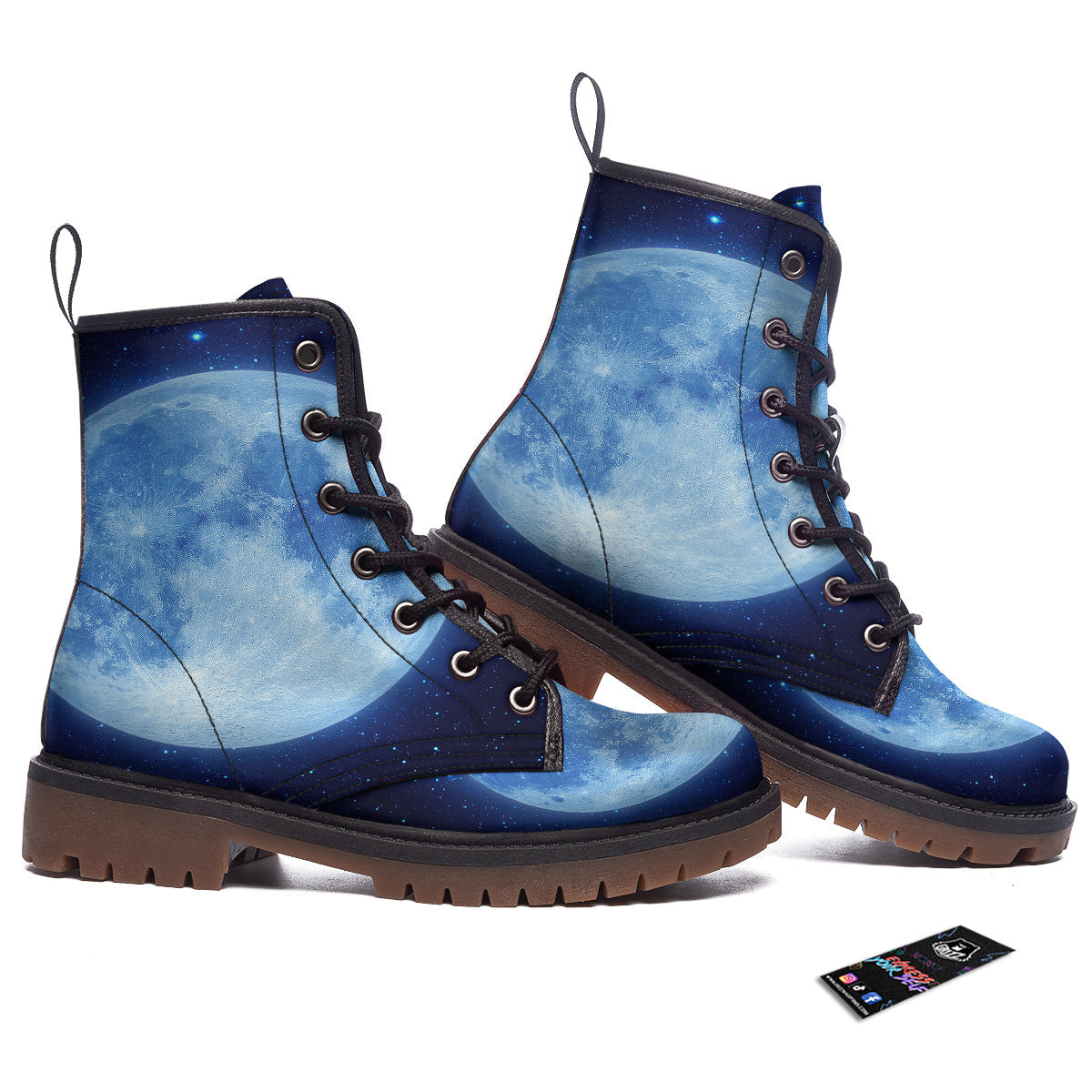 Blue Moon Print Work Boots-grizzshop