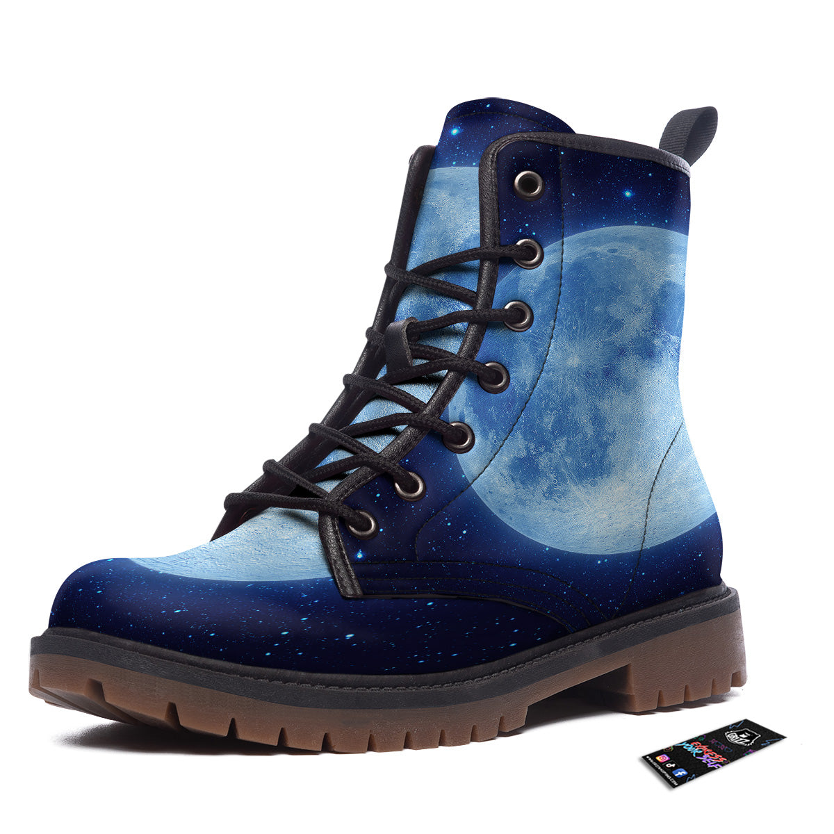 Blue Moon Print Work Boots-grizzshop