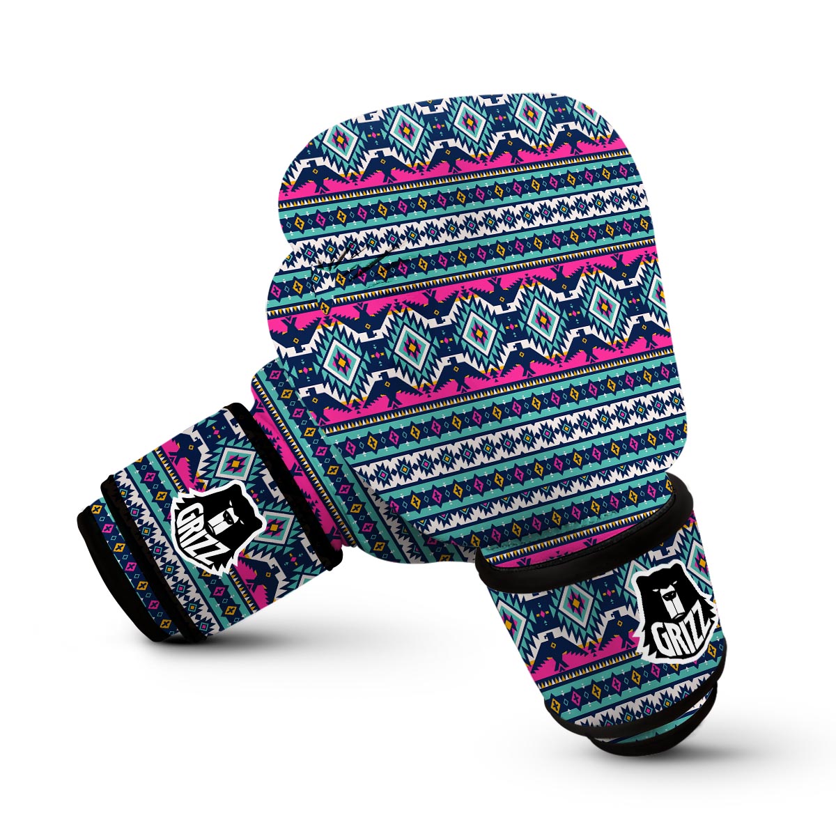 Blue Native American Tribal Navajo Indians Aztec Print Boxing Gloves-grizzshop