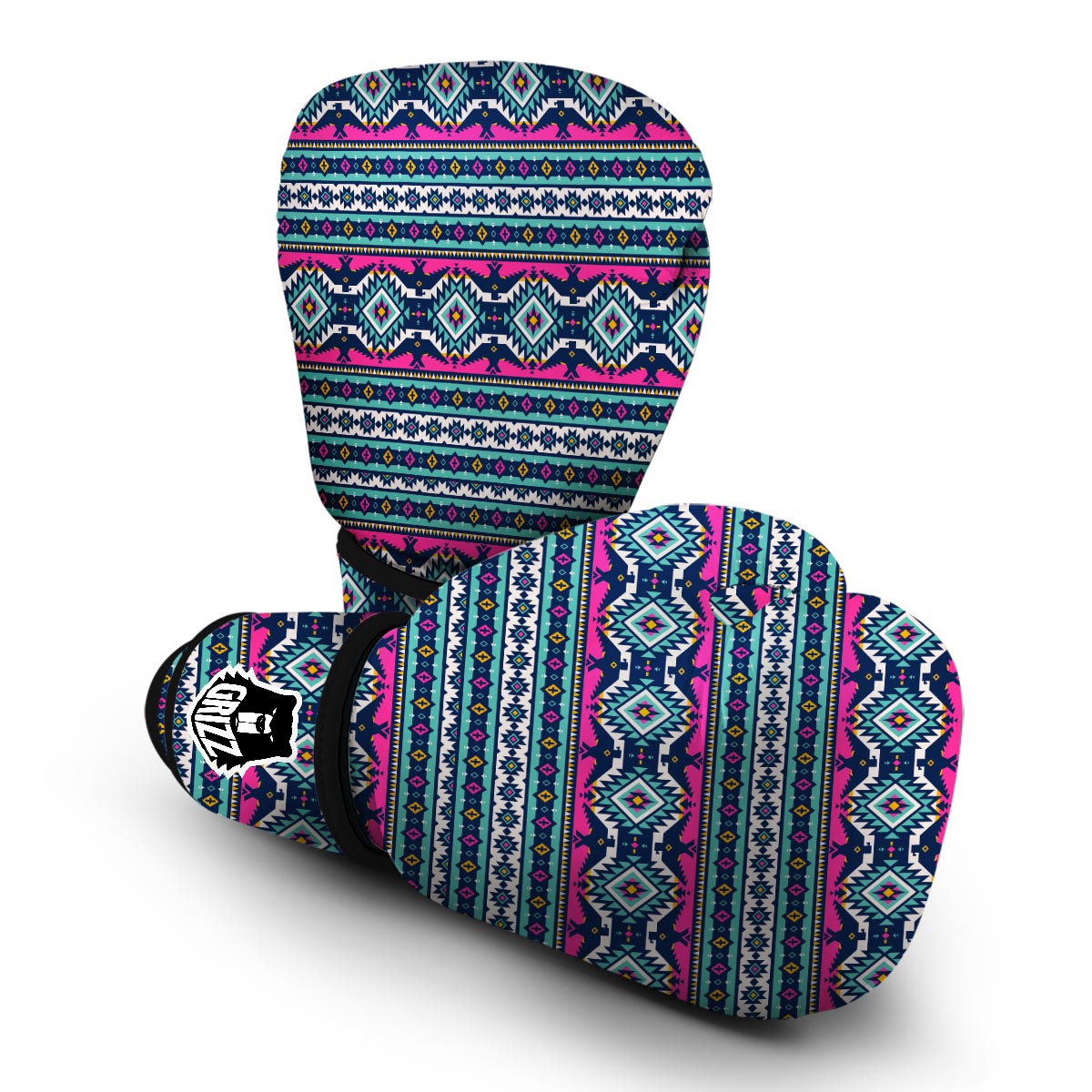 Blue Native American Tribal Navajo Indians Aztec Print Boxing Gloves-grizzshop