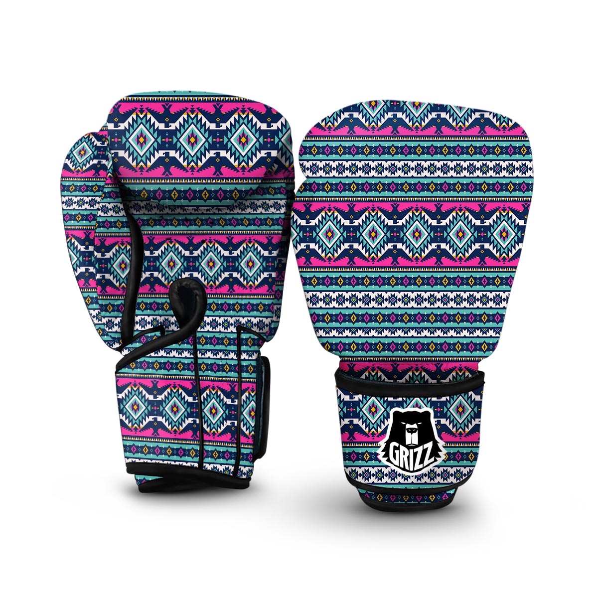 Blue Native American Tribal Navajo Indians Aztec Print Boxing Gloves-grizzshop