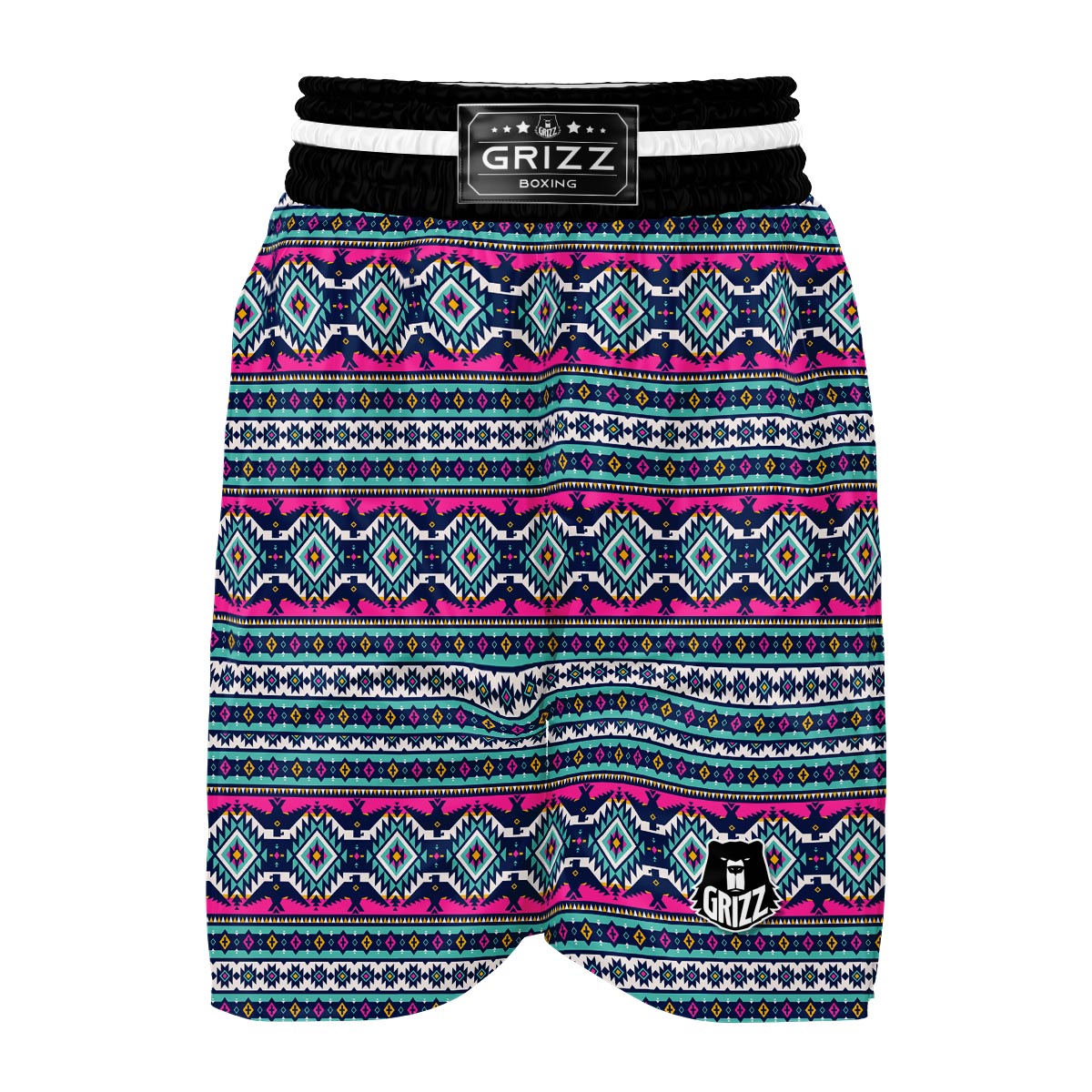 Blue Native American Tribal Navajo Indians Aztec Print Boxing Shorts-grizzshop