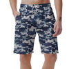 Blue Navy Camo Print Men's Shorts-grizzshop