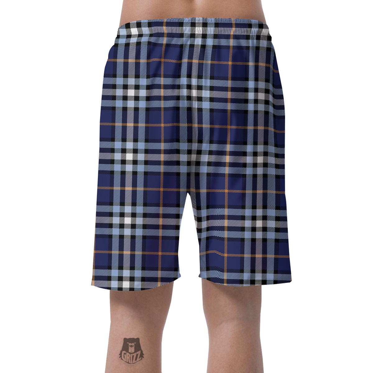 Blue Navy Plaid Tartan Men's Shorts-grizzshop