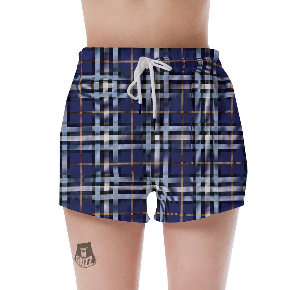Blue Navy Plaid Tartan Women's Shorts-grizzshop