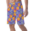 Blue Neon Pineapple Hawaiian Print Men's Shorts-grizzshop