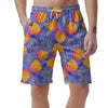 Blue Neon Pineapple Hawaiian Print Men's Shorts-grizzshop