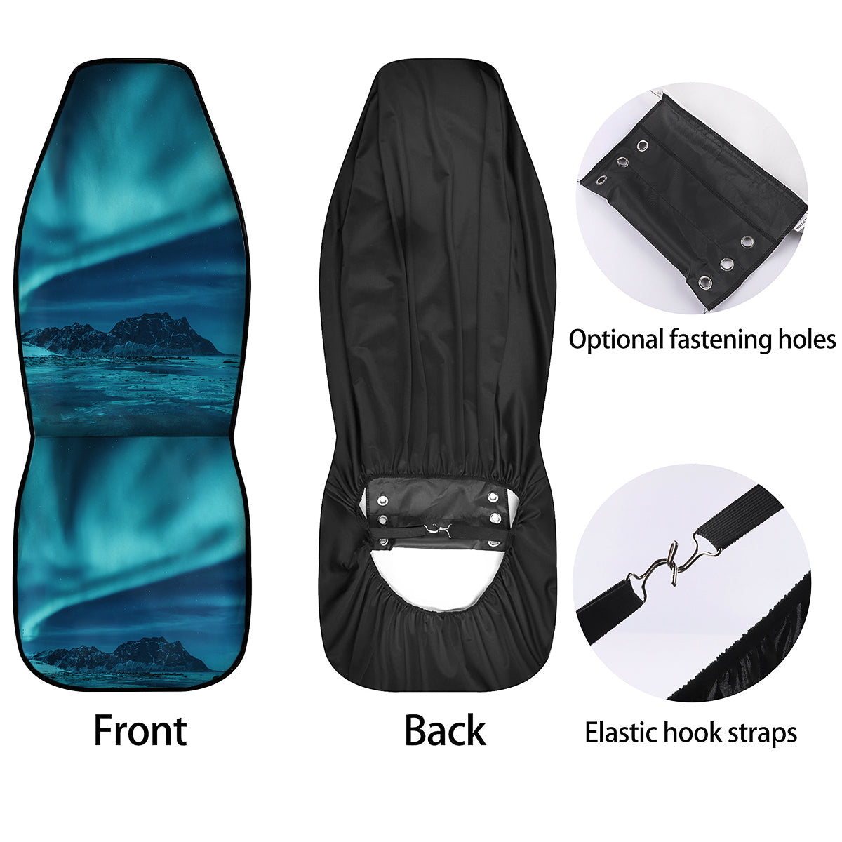 Blue Northern Lights And Mountain Print Car Seat Covers-grizzshop